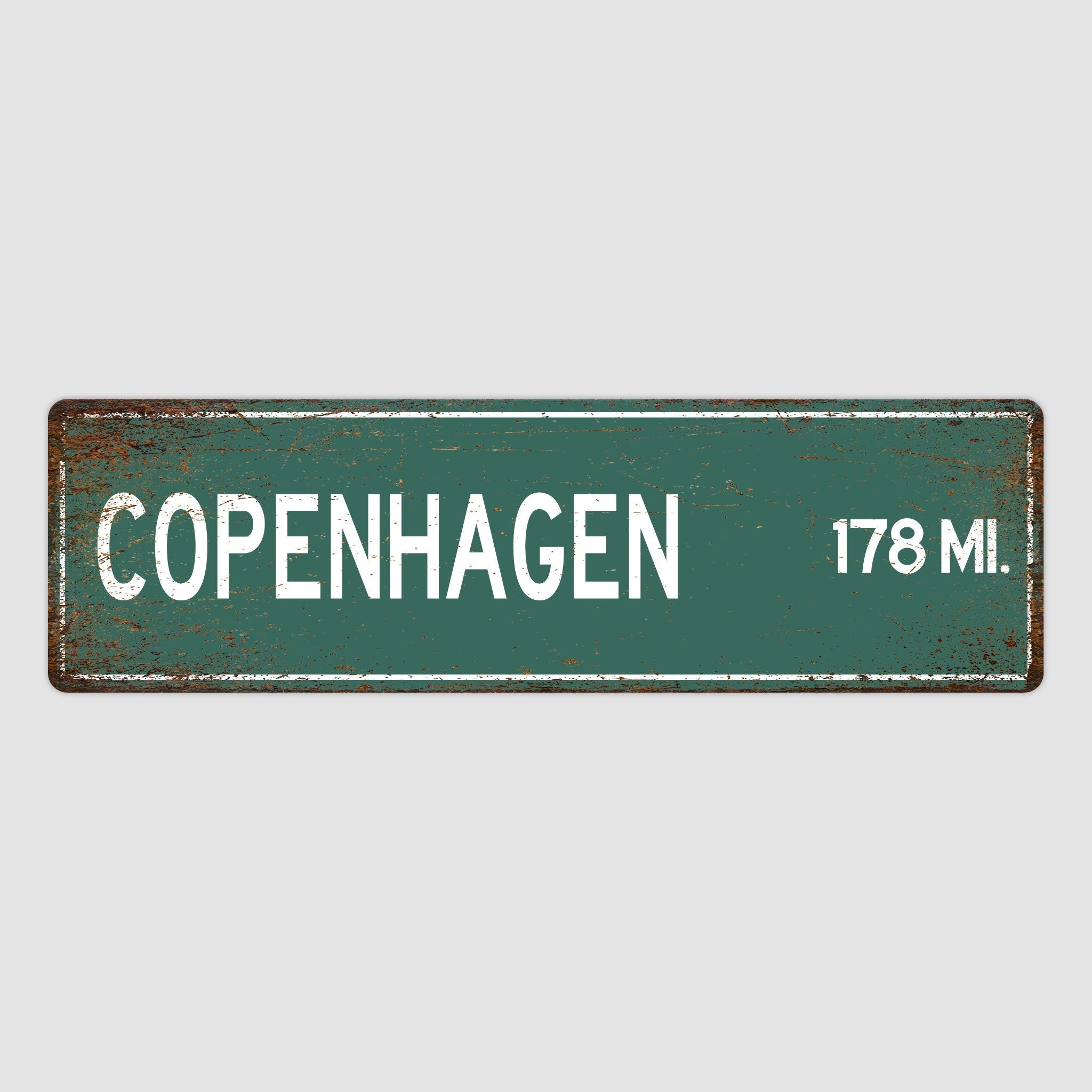 PERSONALIZED COPENHAGEN Sign, Copenhagen City Distance Sign, City of Copenhagen Gift, Copenhagen Gifts, Copenhagen Souvenir, Copenhagen Sign