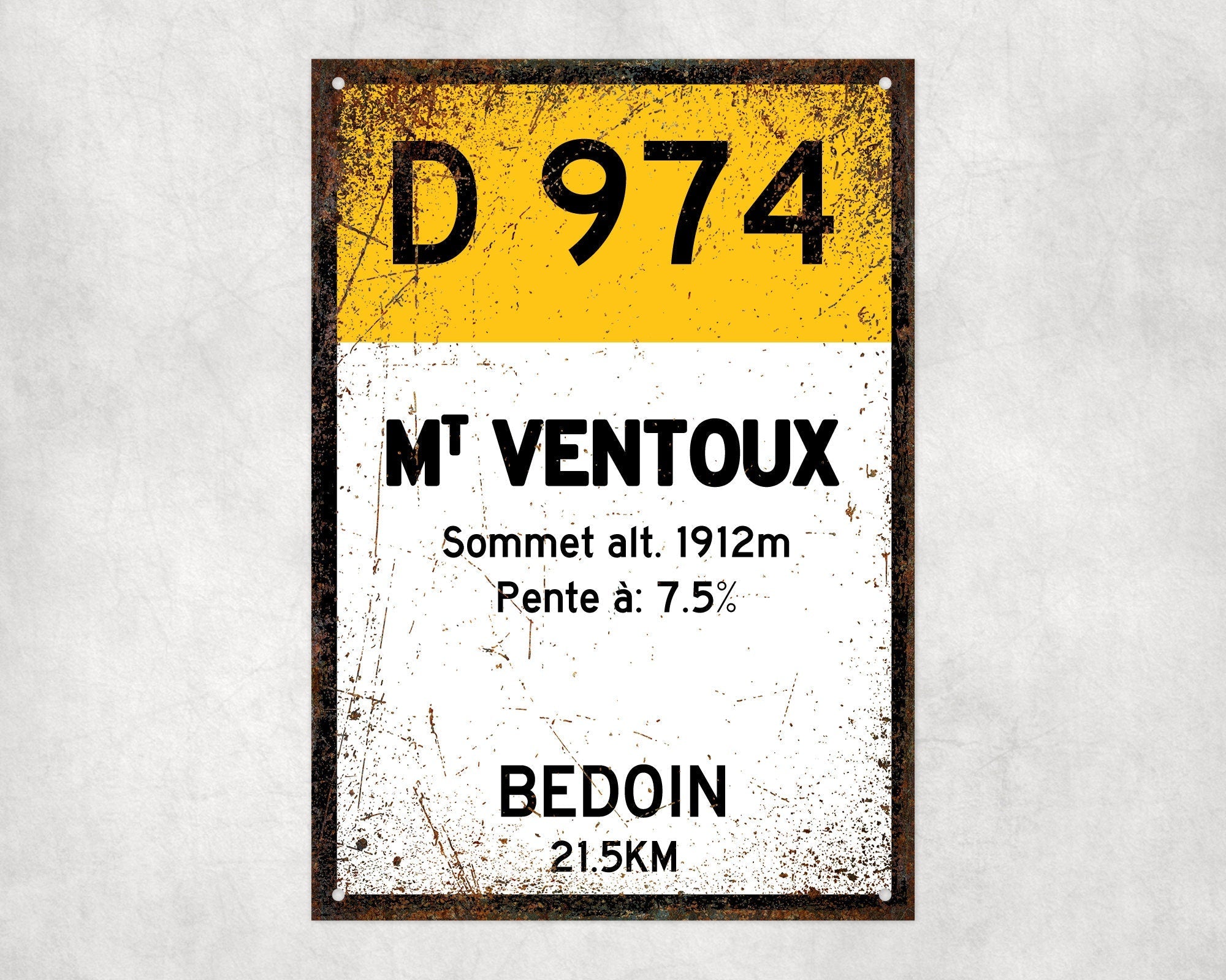 Mt Ventoux D974 - Vintage Style Tour de France Cycling Sign - Gift for Cyclist, cycling sign, metal sign, biking sign,