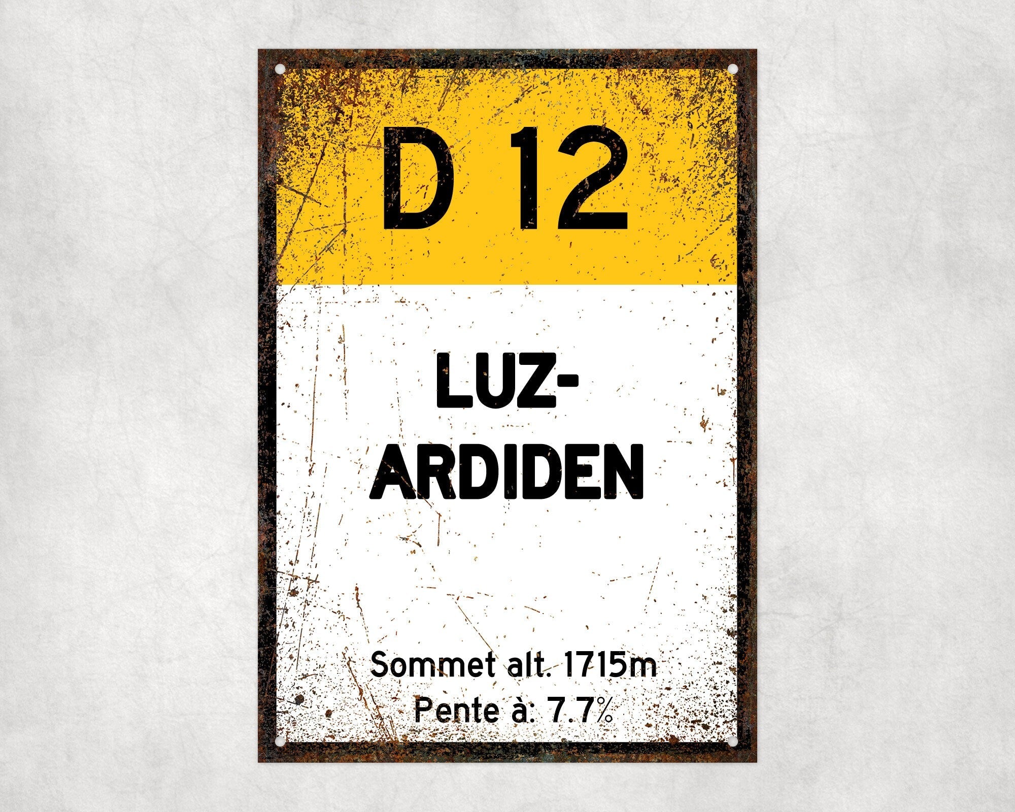 Luz-Ardiden D12 - Vintage Style Tour de France Cycling Sign - Gift for Cyclist, cycling sign, metal sign, biking sign,