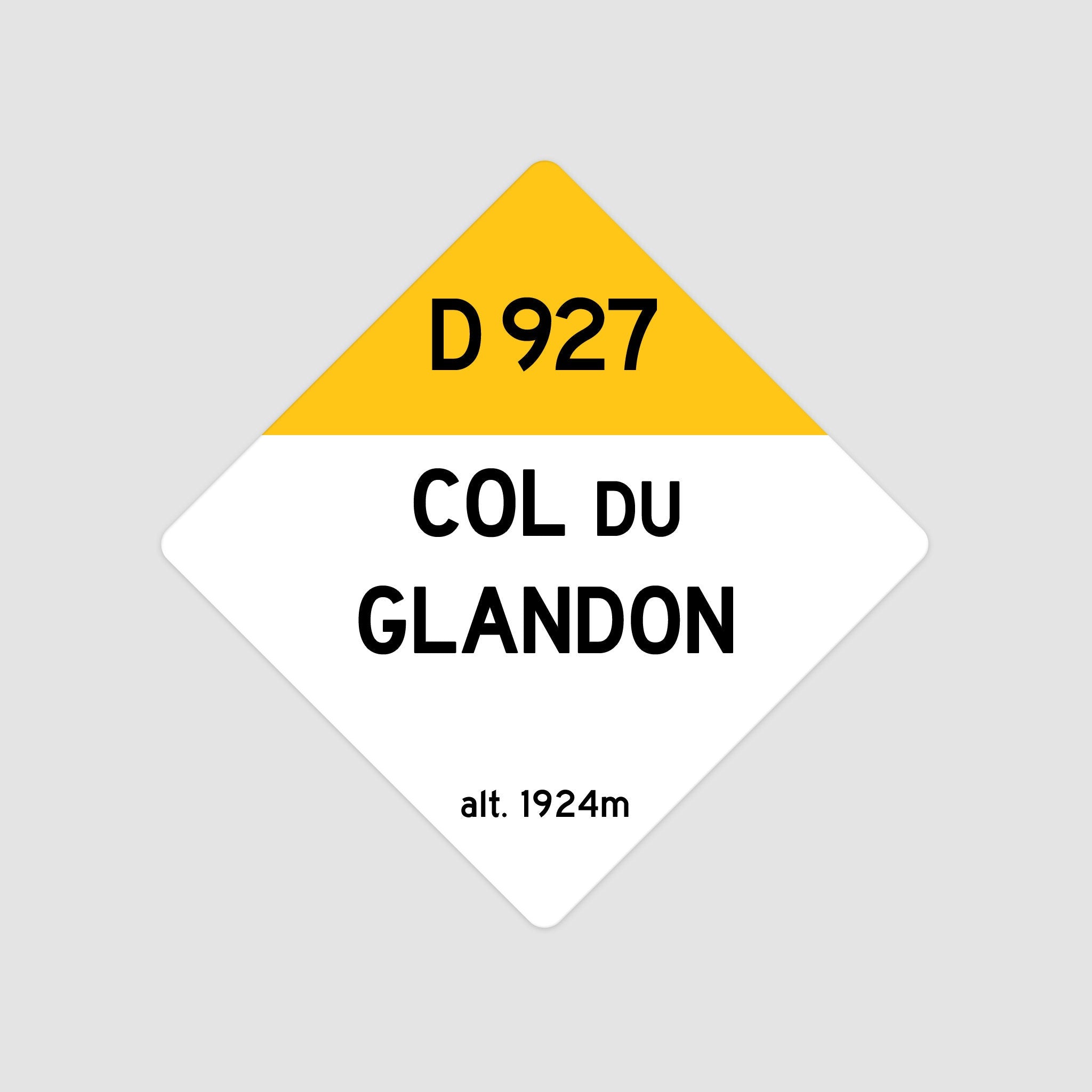 Col Du Glandon D927 - Vintage Style Tour de France Cycling Diamond Sign - Gift for Cyclist, cycling sign, metal sign, biking sign,