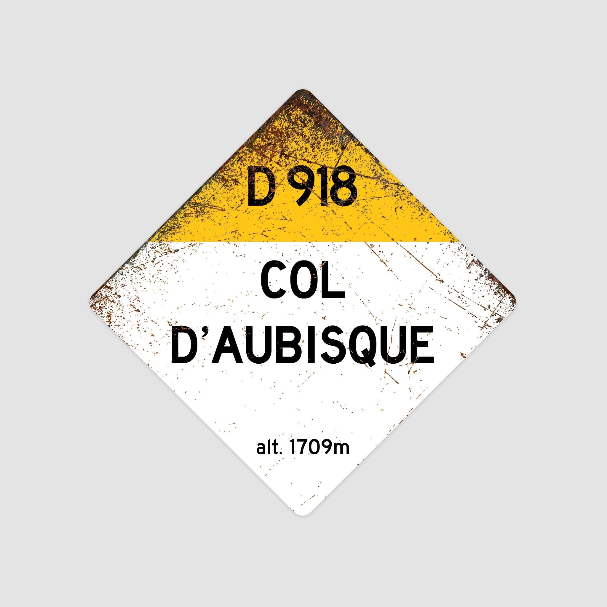 Col D'Aubisque D918 - Vintage Style Tour de France Cycling Diamond Sign - Gift for Cyclist, cycling sign, metal sign, biking sign,