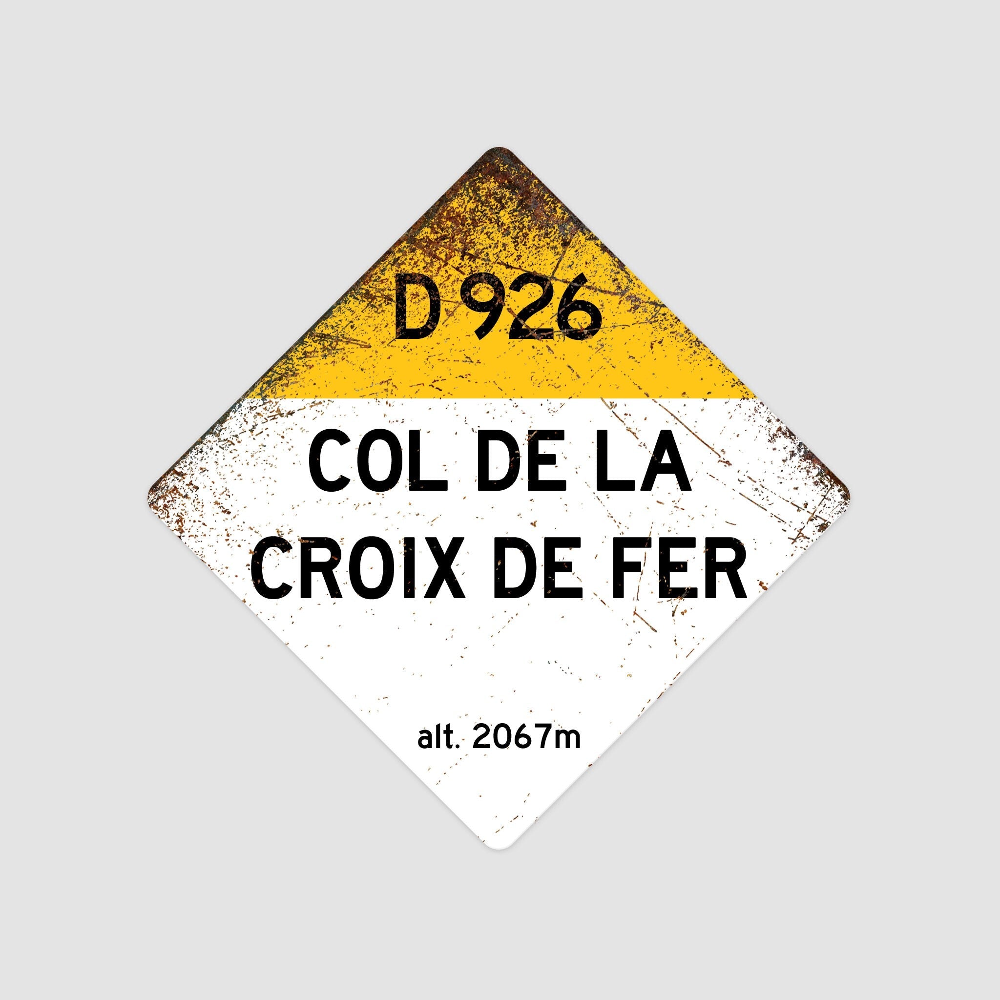 Col De La Croix De Fer D926 - Vintage Style Tour de France Cycling Diamond Sign - Gift for Cyclist, cycling sign, metal sign, biking sign,