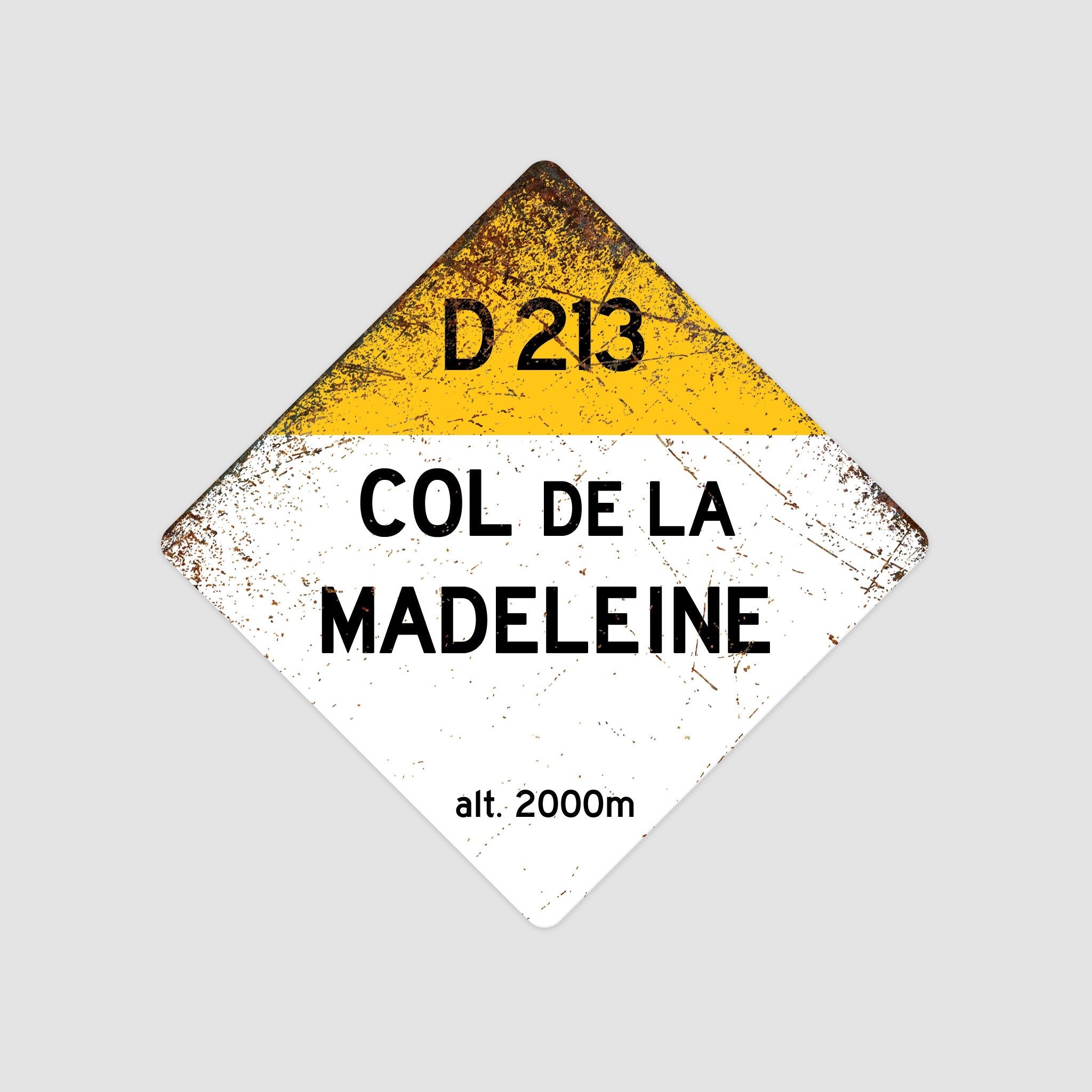 Col De La Madeleine D213 - Vintage Style Tour de France Cycling Diamond Sign - Gift for Cyclist, cycling sign, metal sign, biking sign,