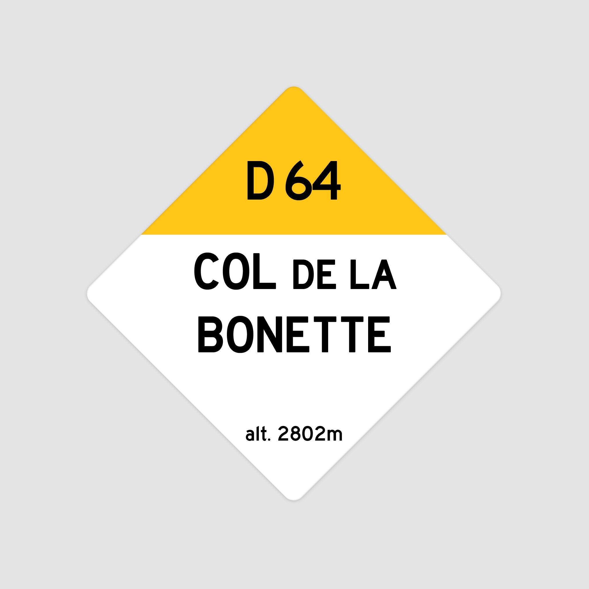 Col De La Bonette D64 - Vintage Style Tour de France Cycling Diamond Sign - Gift for Cyclist, cycling sign, metal sign, biking sign,