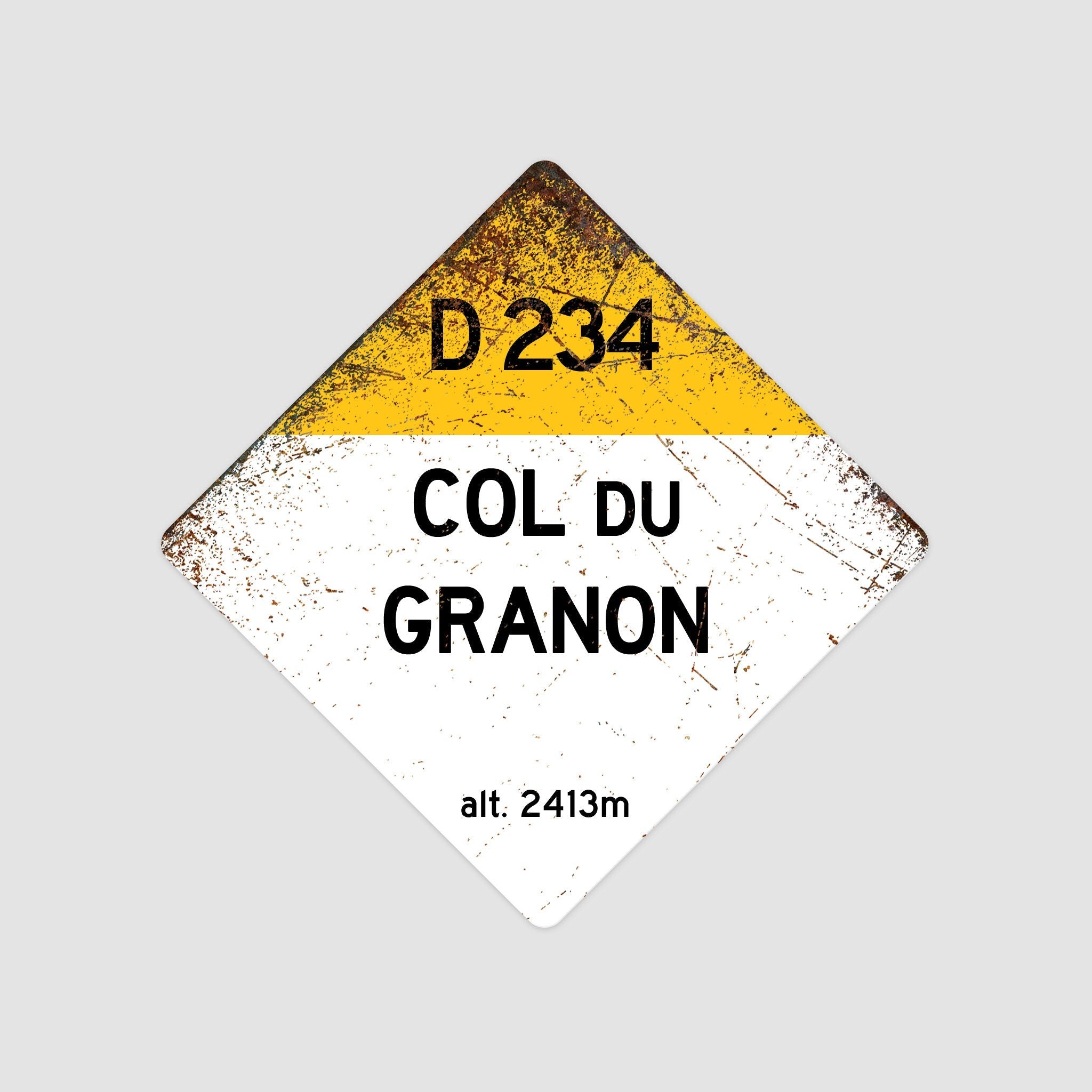 Col Du Granon D234 - Vintage Style Tour de France Cycling Diamond Sign - Gift for Cyclist, cycling sign, metal sign, biking sign,