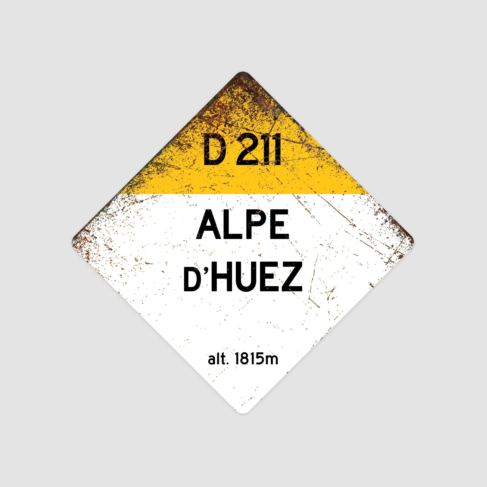 Alpe D'Huez D211 - Vintage Style Tour de France Cycling Diamond Sign - Gift for Cyclist, cycling sign, metal sign, biking sign,