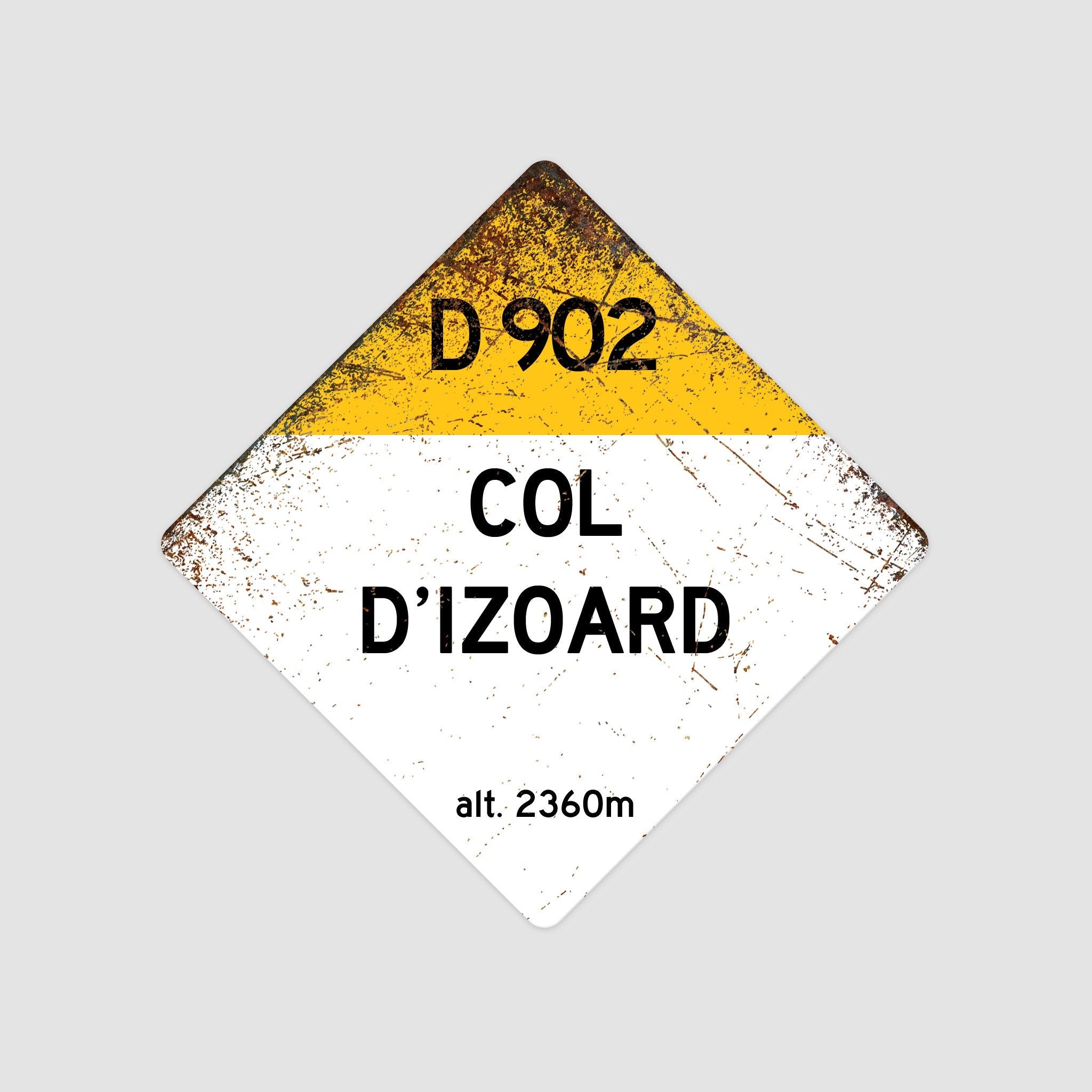 Col D'Izoard D902 - Vintage Style Tour de France Cycling Diamond Sign - Gift for Cyclist, cycling sign, metal sign, biking sign,