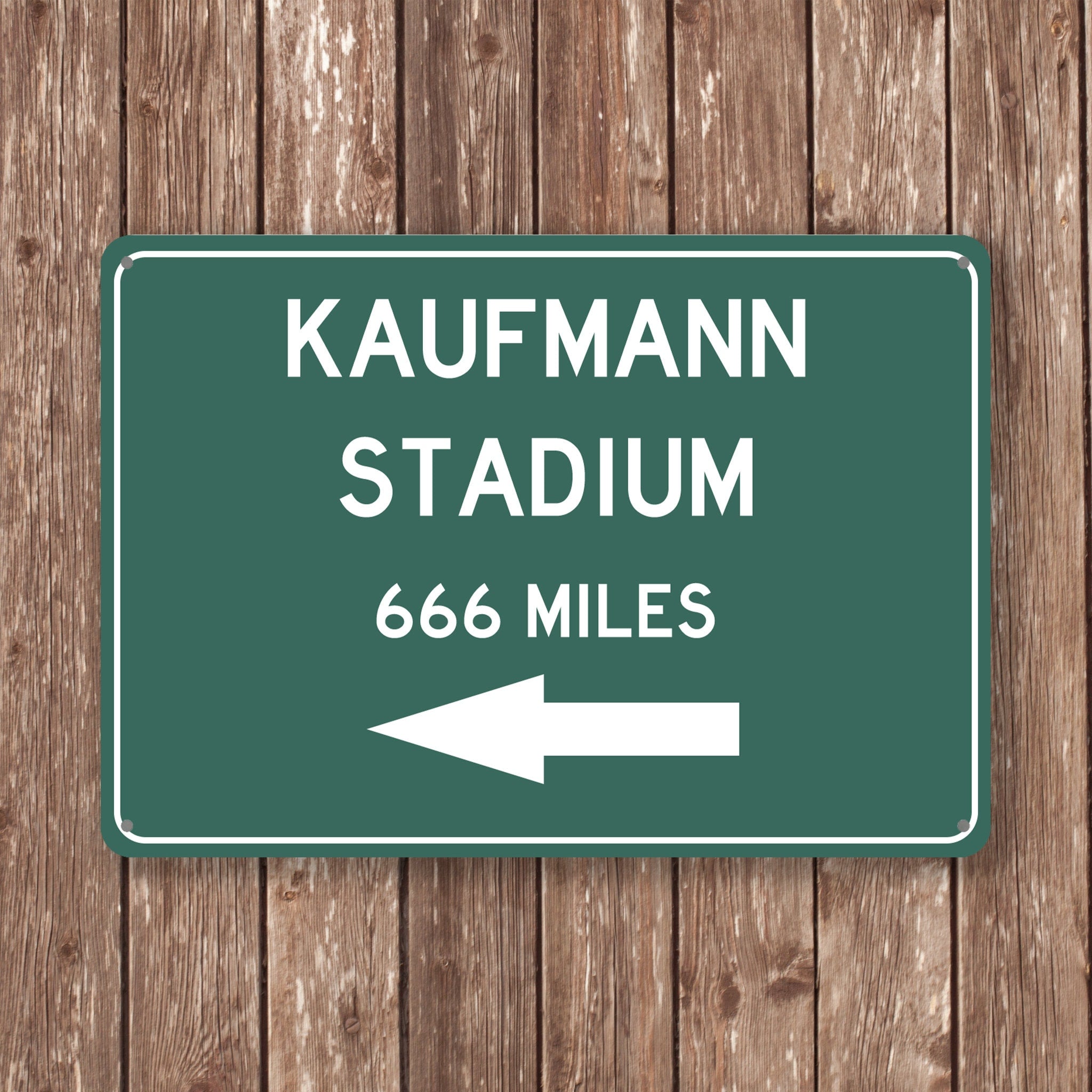 PERSONALIZED KAUFMANN STADIUM Distance Sign, Kaufmann Stadium, Kaufmann Stadium Miles, Kansas Sign, Kansas gift, Kansas Souvenir