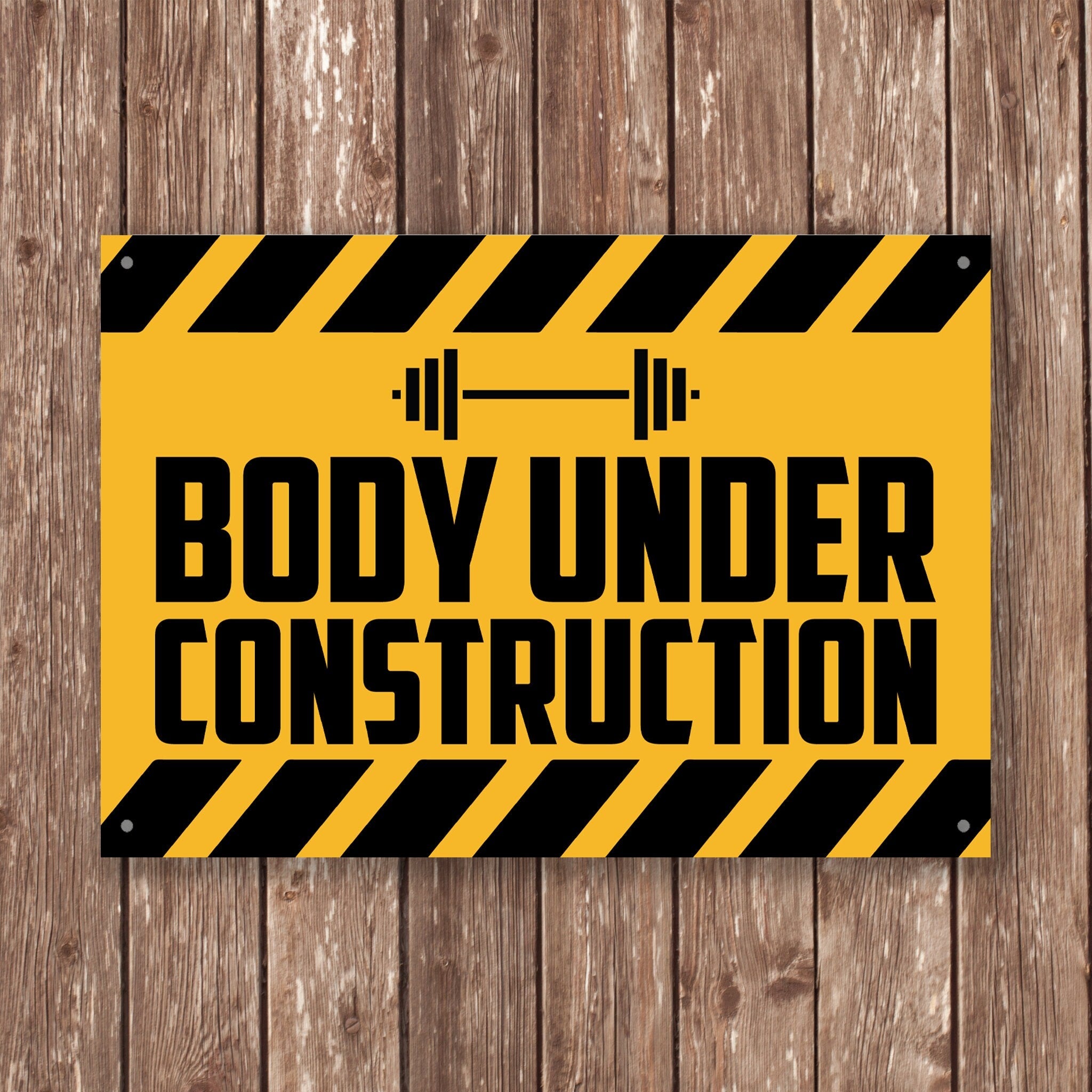 Body Under Construction - Gym Decor - Work Out Sign - Fitness Gym Sign - Vintage Style Sign