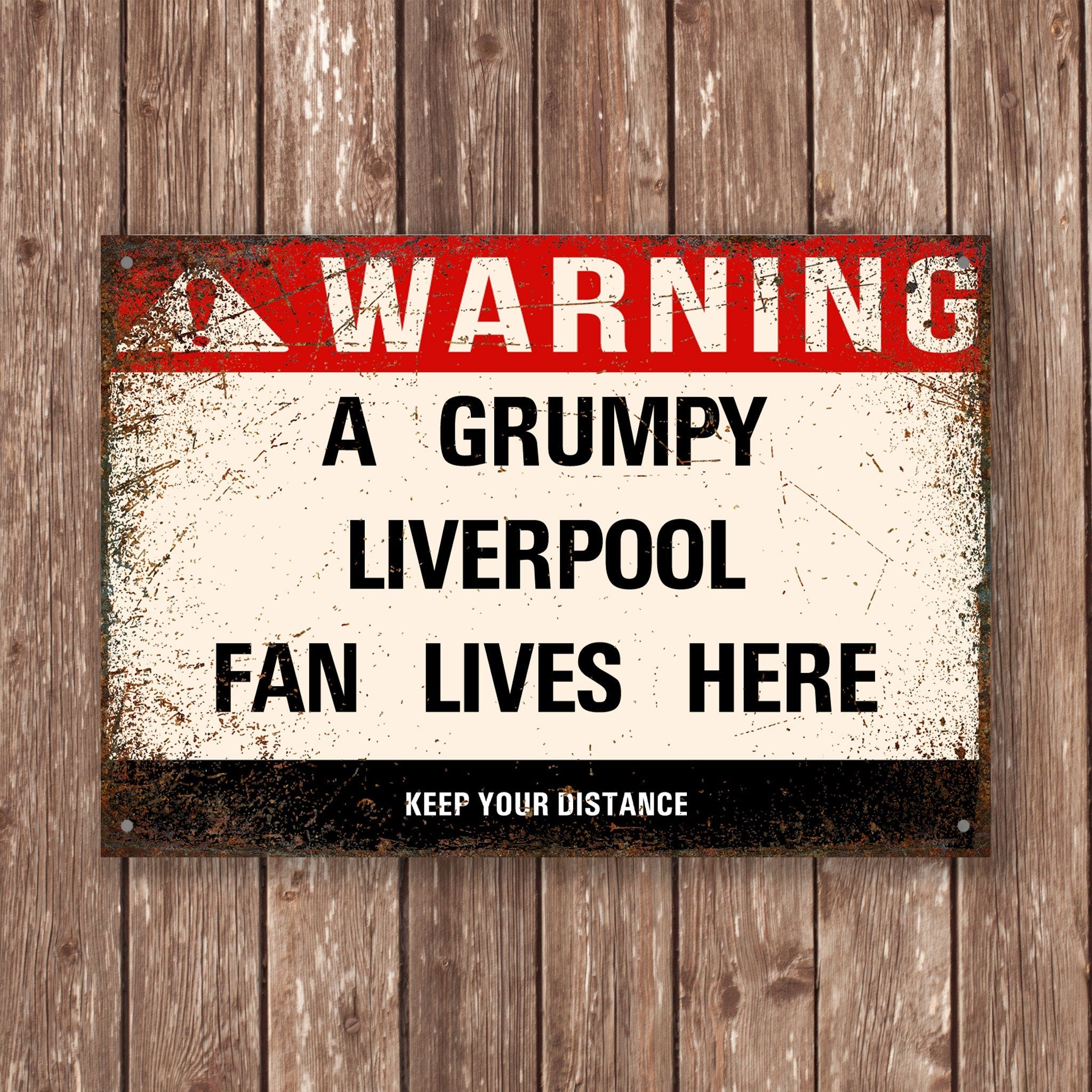 Grumpy LIVERPOOL Fan Metal Sign - Vintage Retro Man Cave Decor, Funny Retro Plaque for Home Bar, Shed or Garage