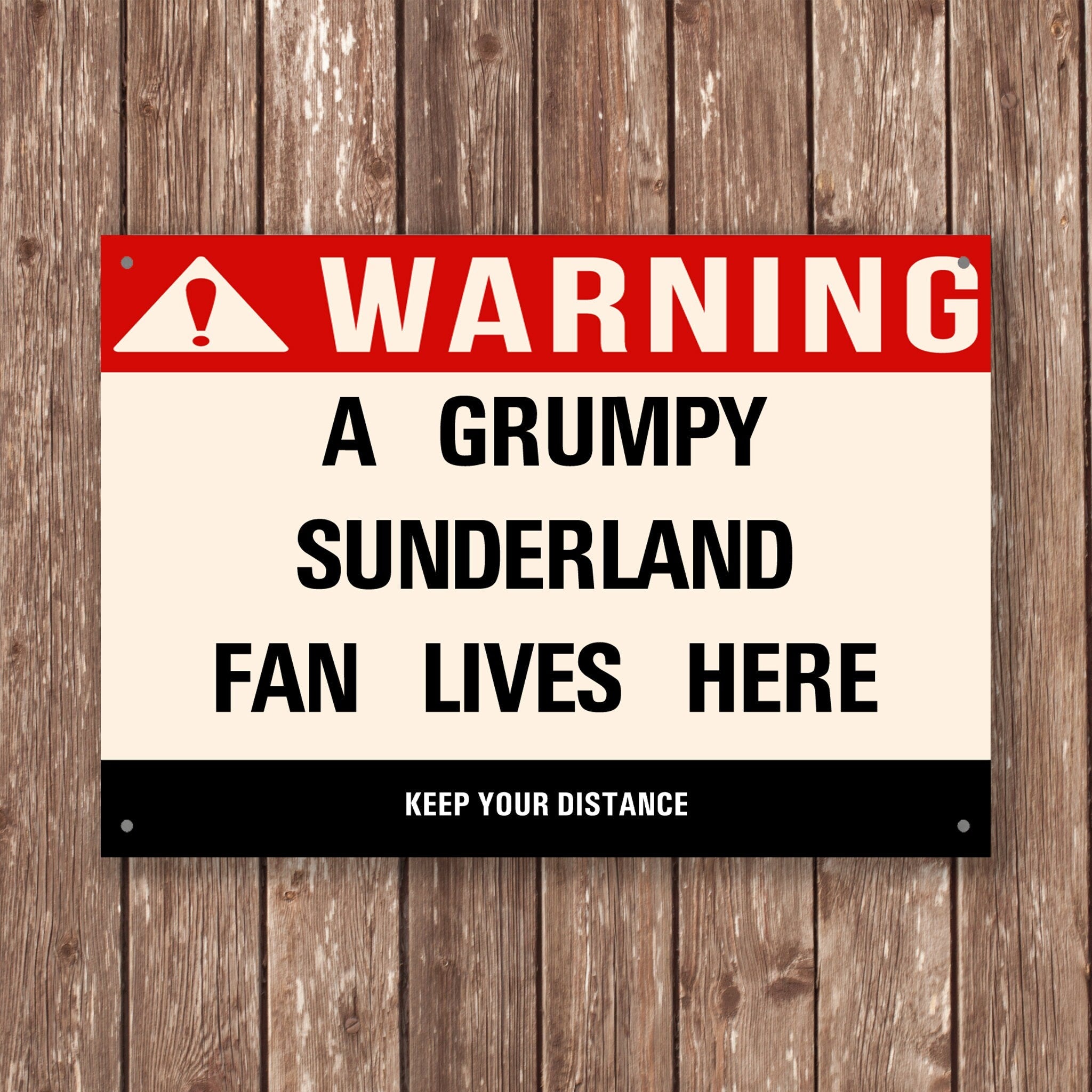 Grumpy SUNDERLAND Fan Metal Sign - Vintage Retro Man Cave Decor, Funny Retro Plaque for Home Bar, Shed or Garage