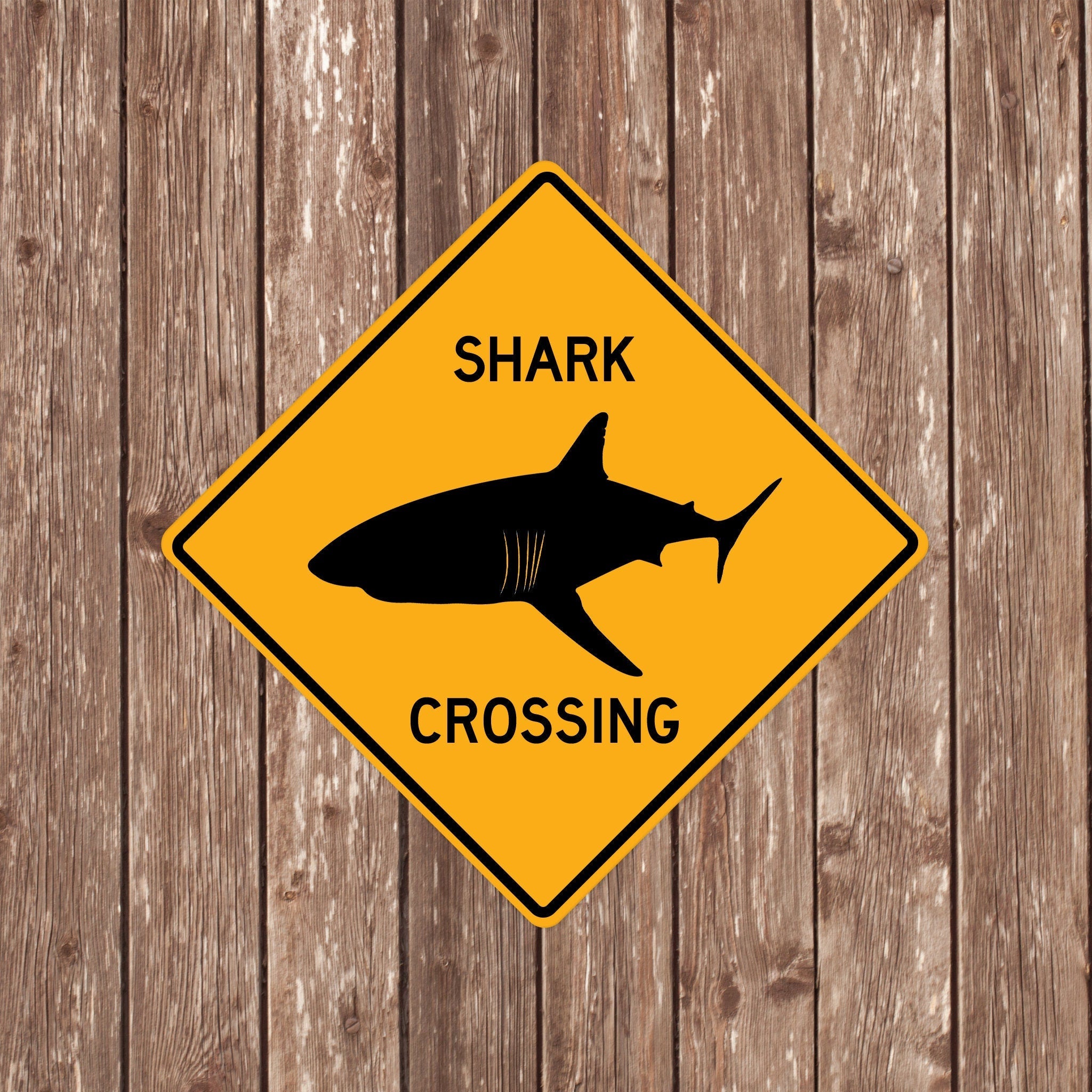 Shark CROSSING SIGN - Shark Crossing Signs, Sharks, Warning Shark Crossing, Shark Signs, Shark Decor, Shark Xing,Yellow Sign,Sharks Crossing