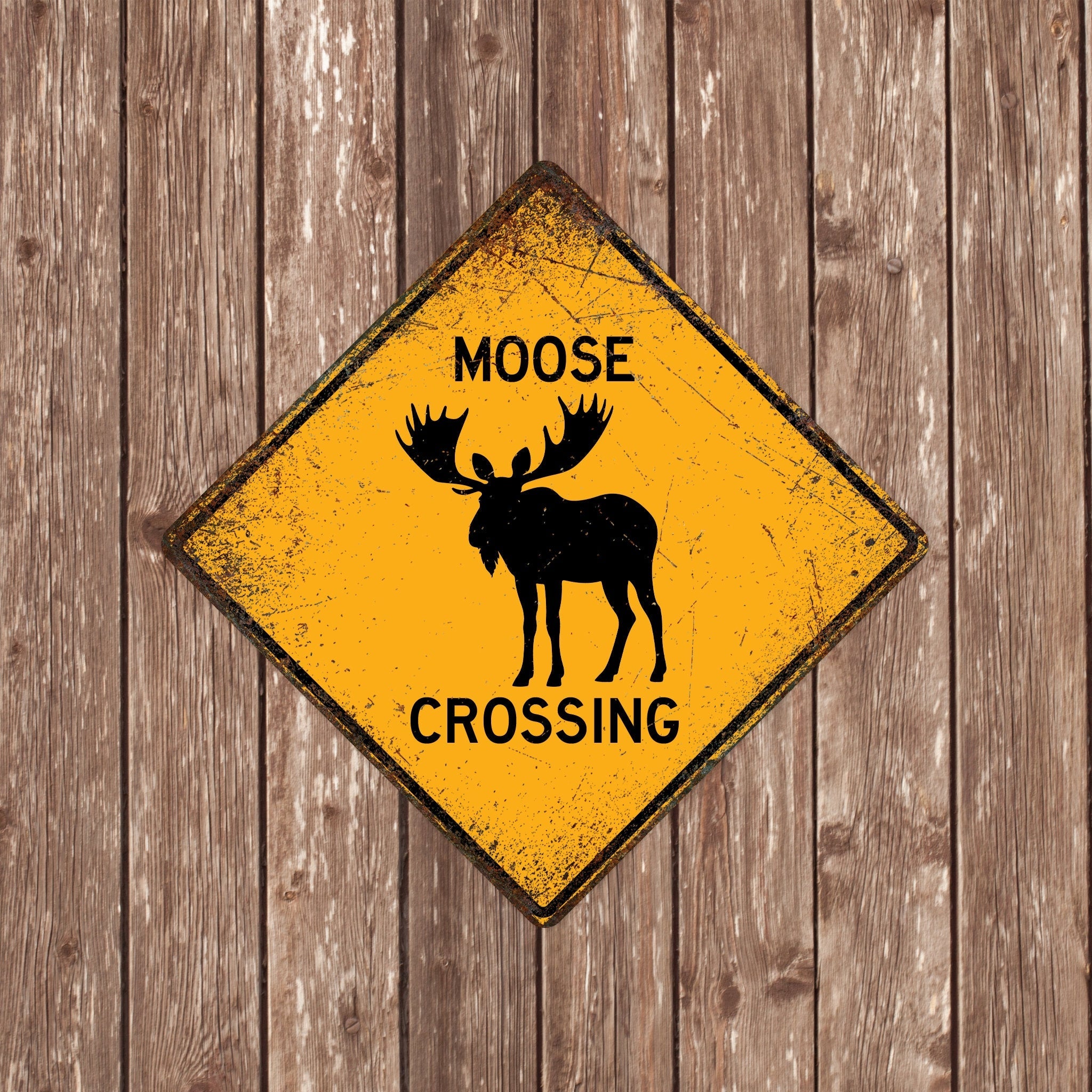 MOOSE CROSSING SIGN - Moose Crossing Signs, Mooses, Warning Moose Crossing, Moose Signs, Moose Decor, Moose Xing,Yellow Sign,Mooses Crossing