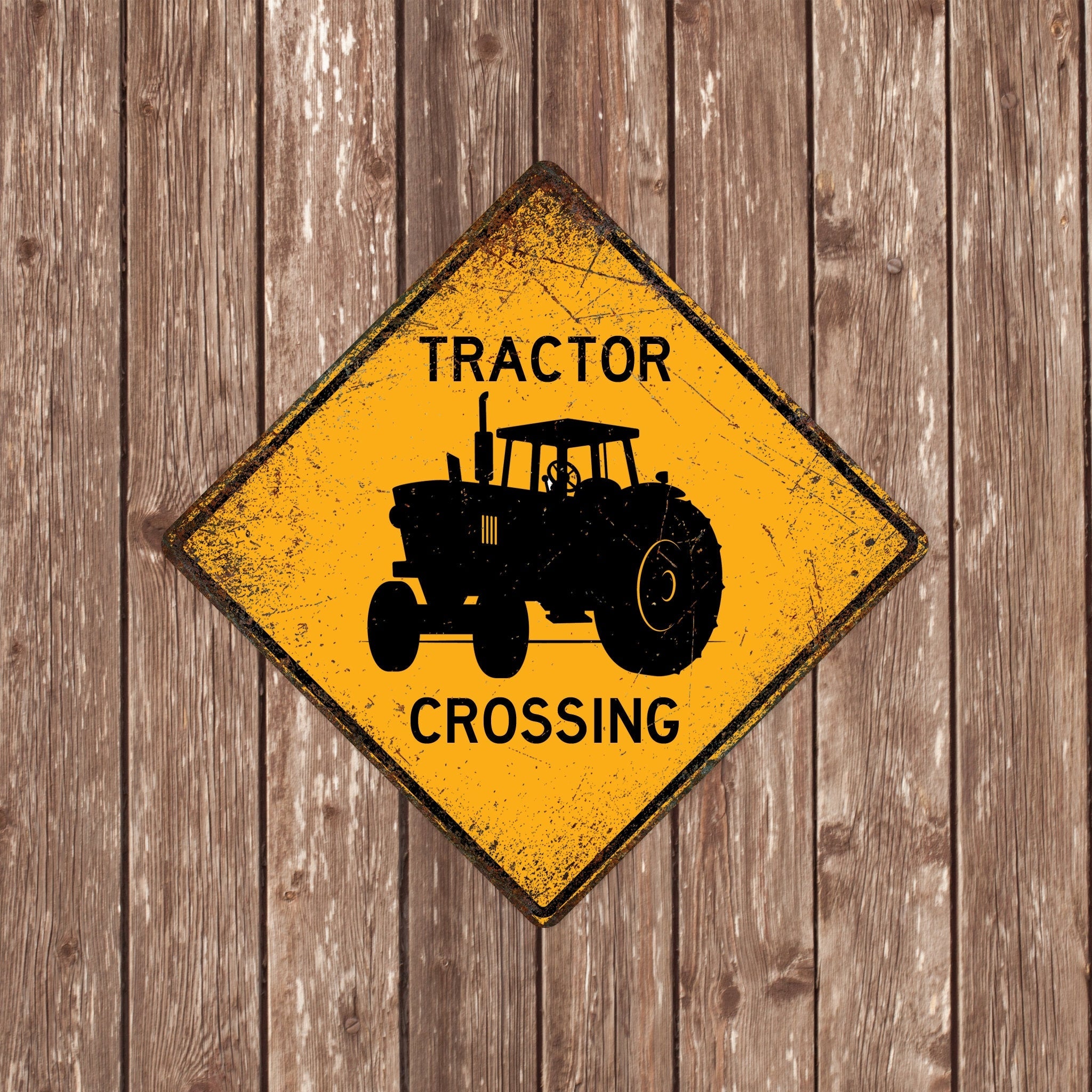 Tractor CROSSING SIGN - Tractor Crossing Signs, Tractors, Warning Tractor Crossing, Tractor Signs, Tractor Decor, Tractor Xing, Yellow Sign,