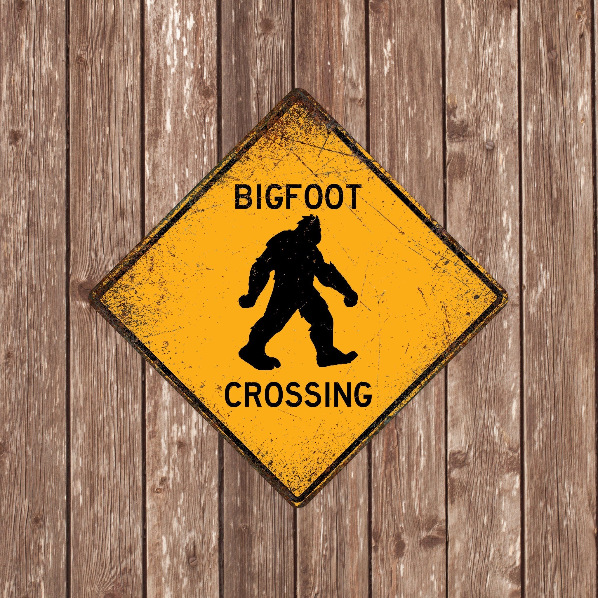 BIGFOOT CROSSING SIGN - Bigfoot Crossing Signs, Bigfoots, Warning Bigfoot Crossing, Bigfoot Signs, Bigfoot Decor, Bigfoot Xing, Yellow Sign