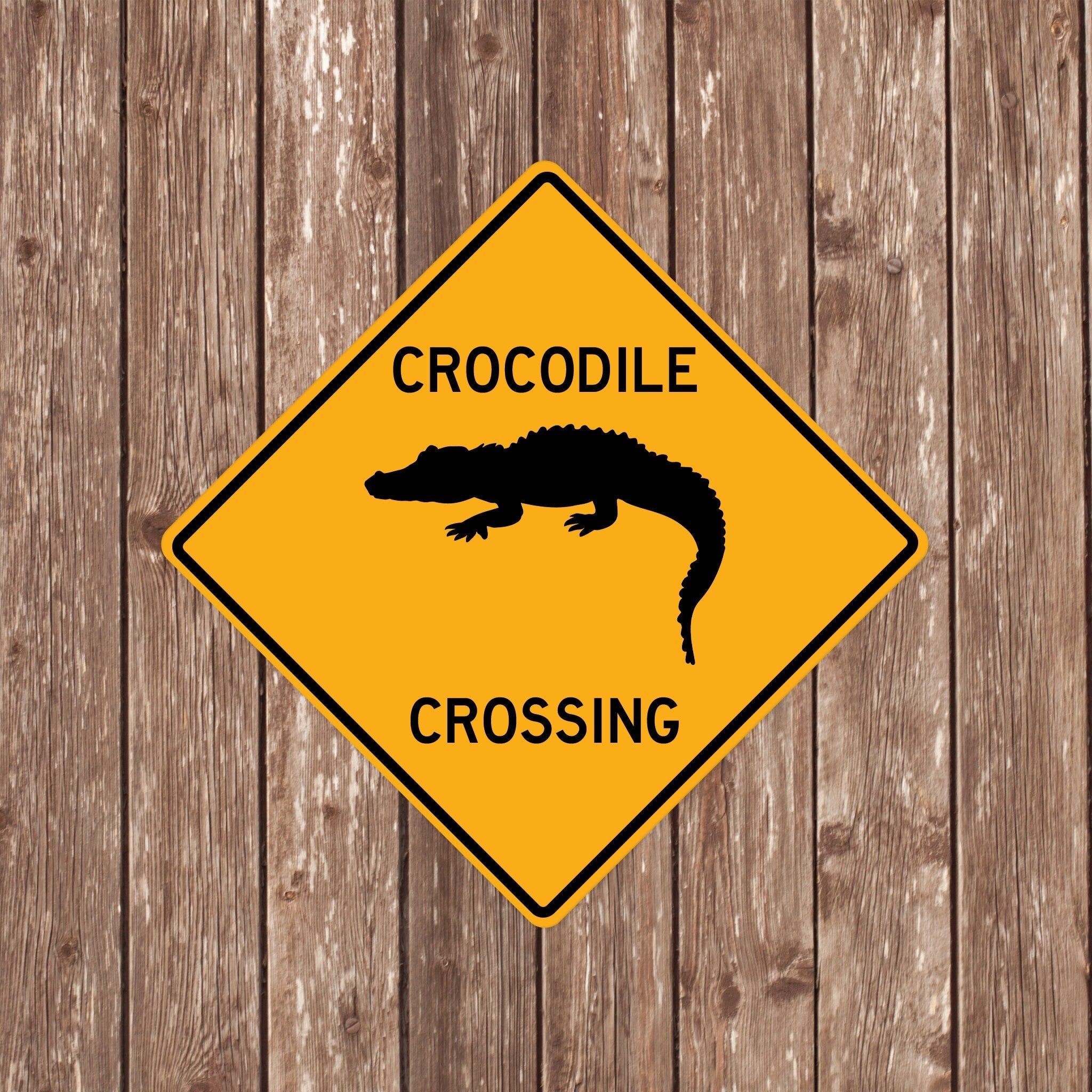 CROCODILE CROSSING SIGN - Crocodile Crossing Signs, Crocodiles, Warning Crocodile Crossing, Crocodile Signs, Crocodile Decor, Crocodile Xing