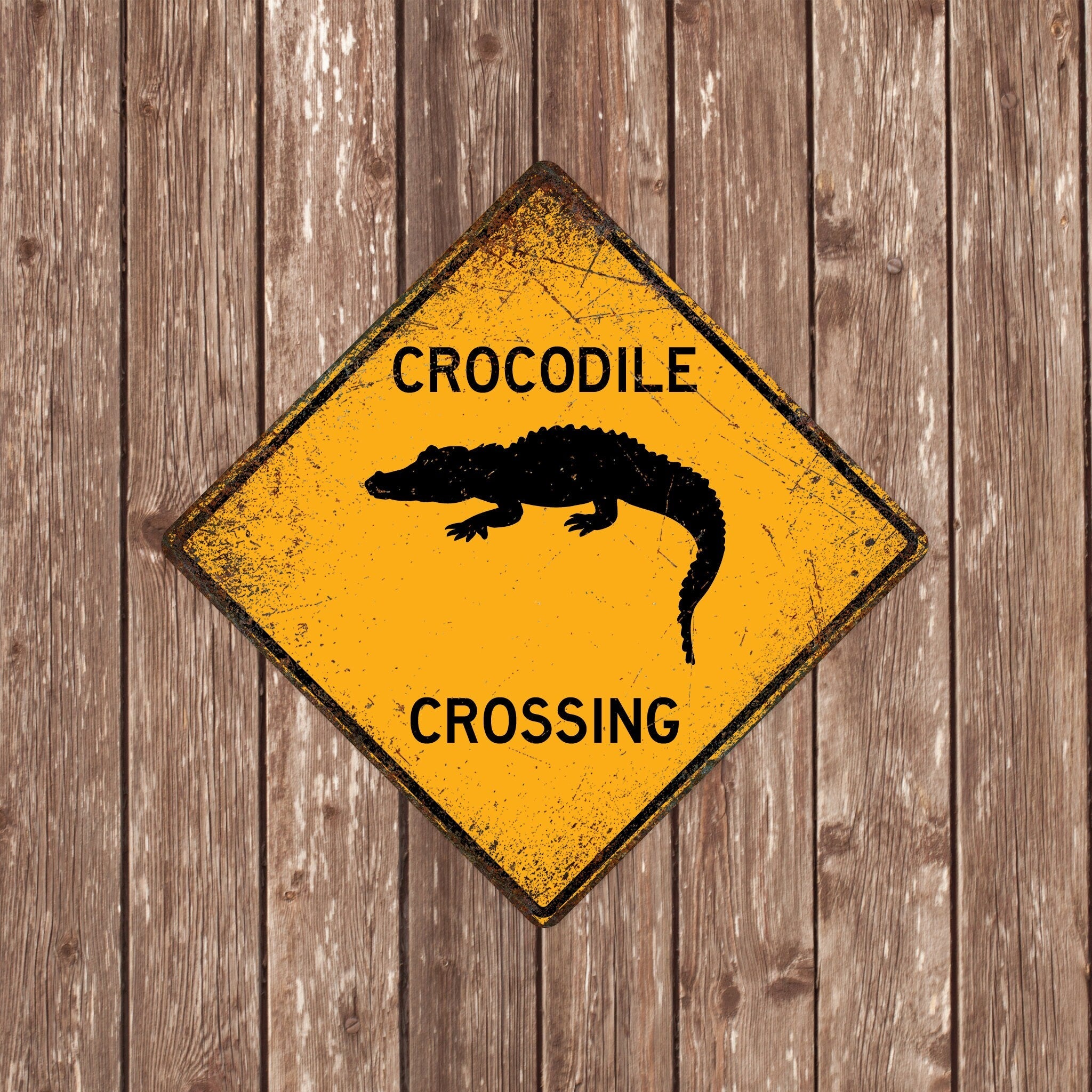 CROCODILE CROSSING SIGN - Crocodile Crossing Signs, Crocodiles, Warning Crocodile Crossing, Crocodile Signs, Crocodile Decor, Crocodile Xing