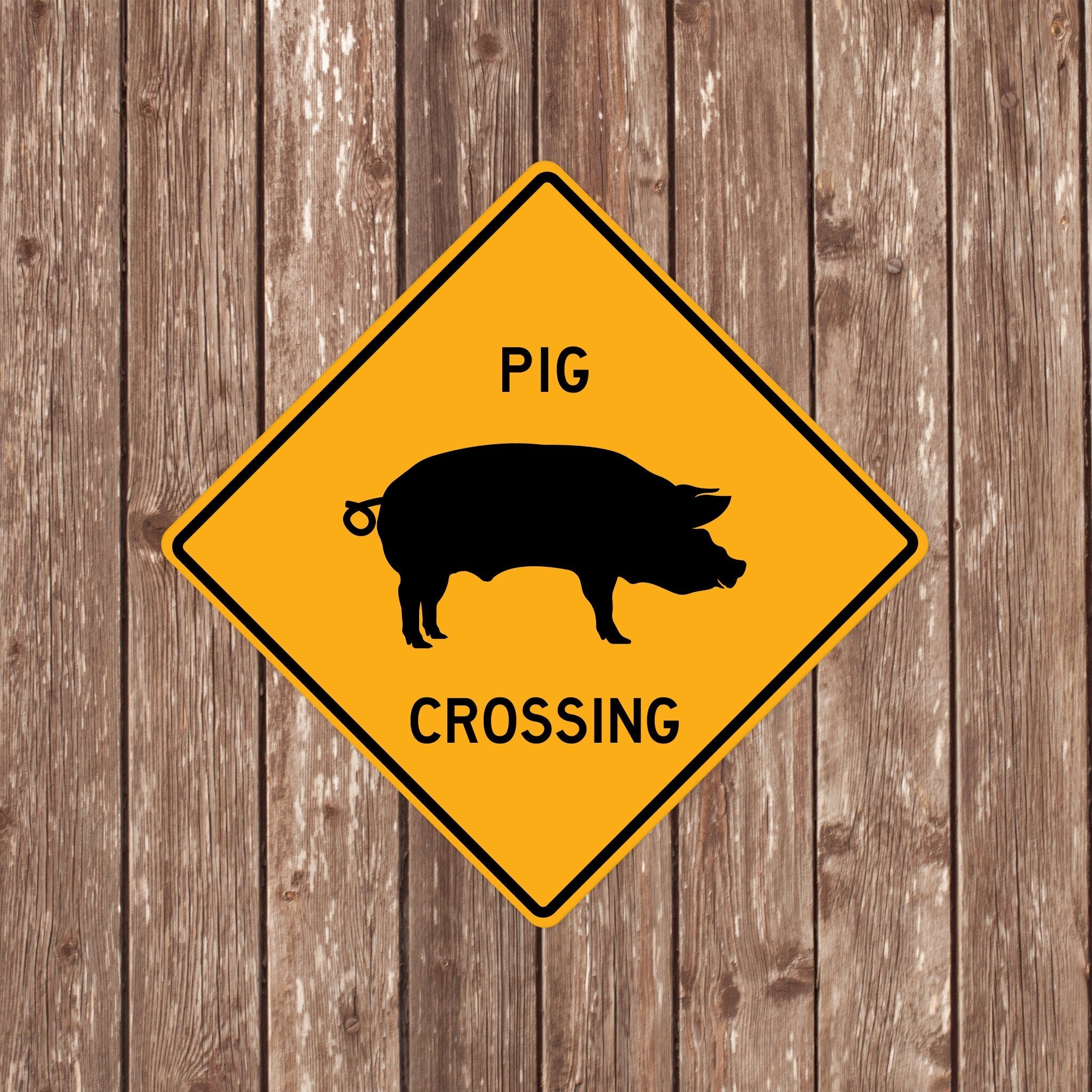 PIG CROSSING SIGN - Pig Crossing Signs, Pigs, Warning Pig Crossing, Pig Signs, Pig Decor, Pig Xing, Yellow Sign, Pigs Crossing sign