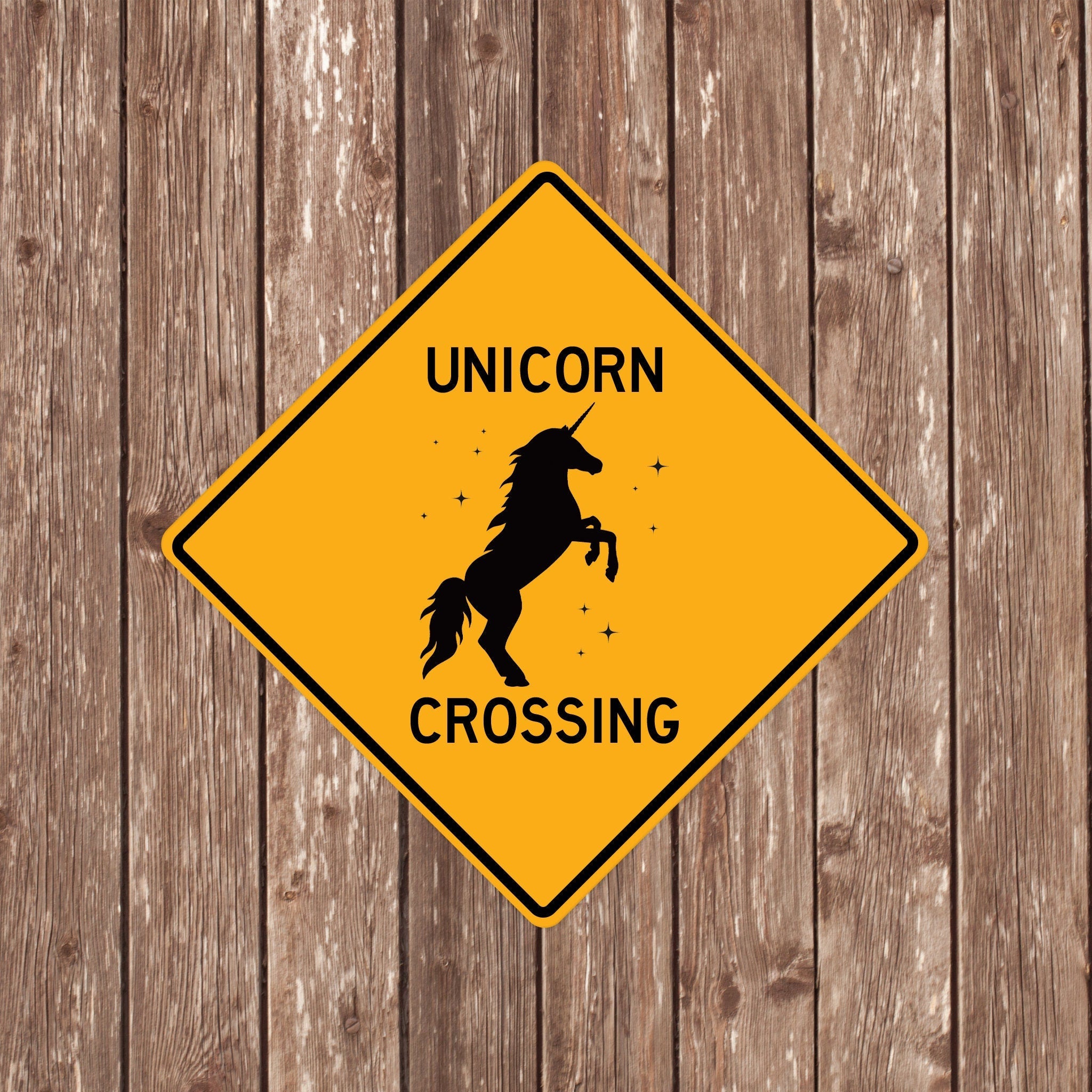 UNICORN CROSSING SIGN - Unicorn Crossing Signs, Unicorns, Warning Unicorn Crossing, Unicorn Signs, Unicorn Decor, Unicorn Xing, Yellow Sign