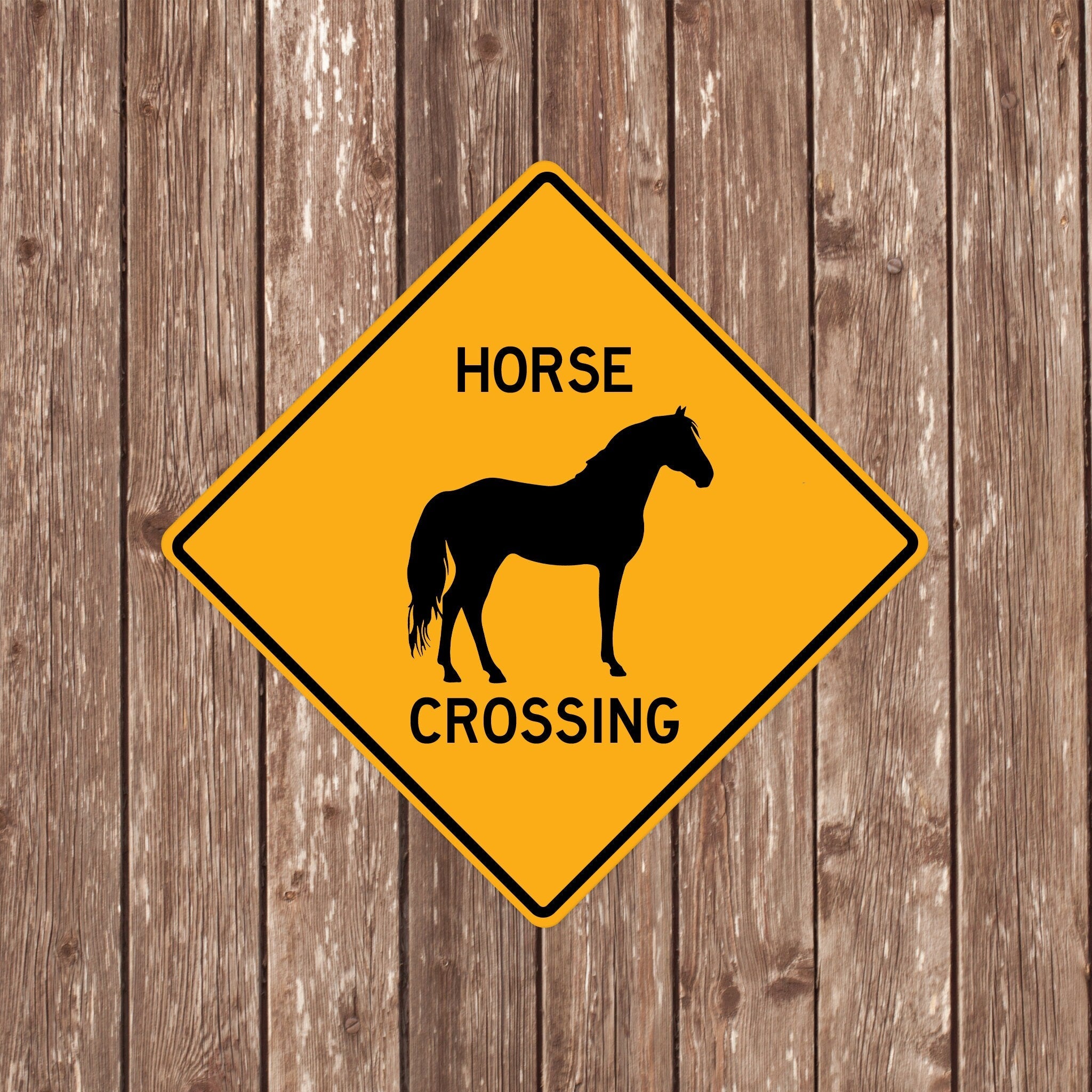 HORSE CROSSING SIGN - Horse Crossing Signs, Horses, Warning Horse Crossing, Horse Signs, Horse Decor, Horse Xing,Yellow Sign,Horses Crossing