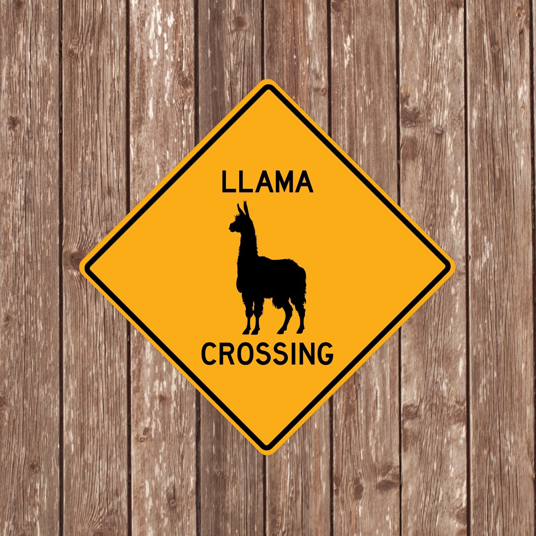 LLAMA CROSSING SIGN - Llama Crossing Signs, Llamas, Warning Llama Crossing, Llama Signs, Llama Decor, Llama Xing,Yellow Sign,Llamas Crossing