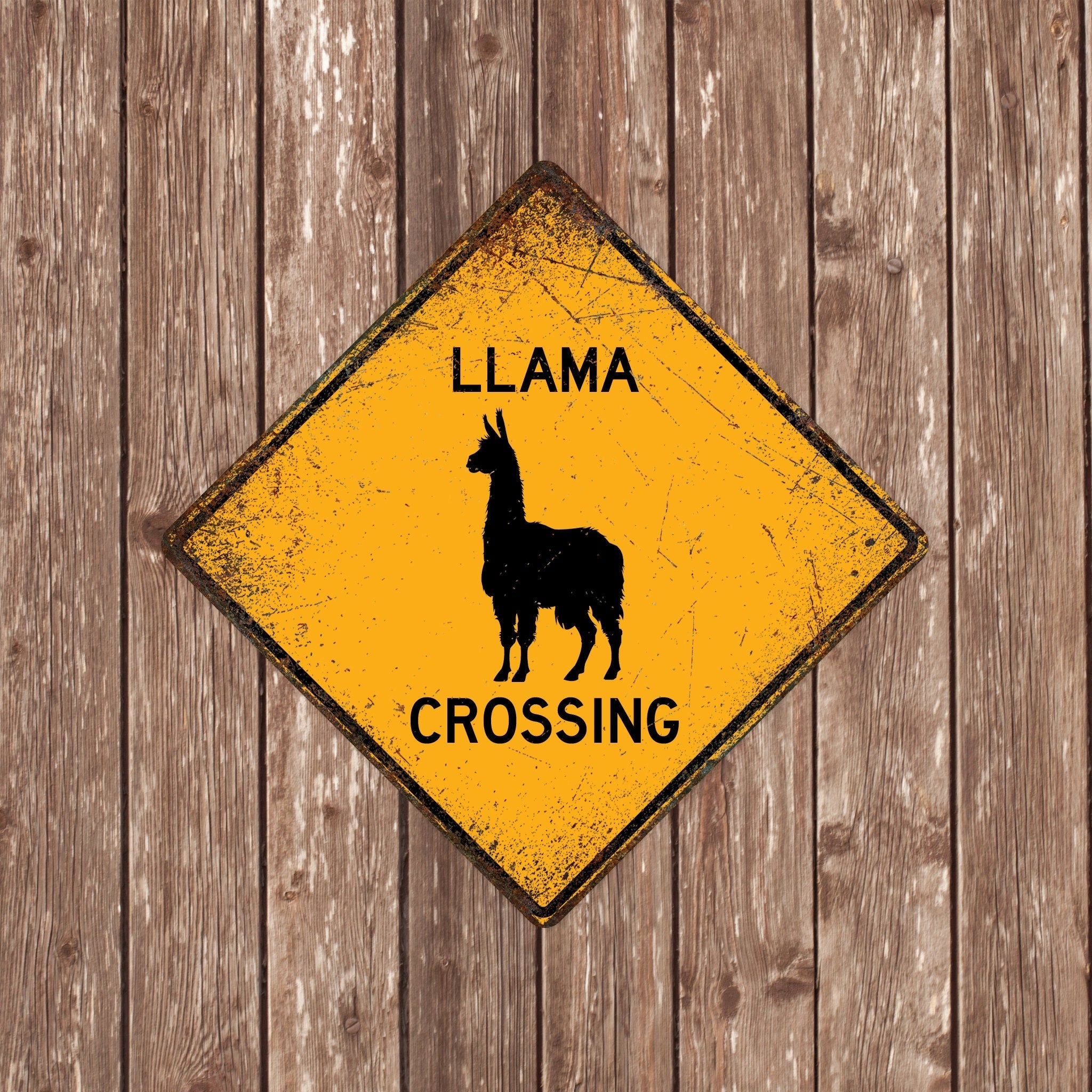 LLAMA CROSSING SIGN - Llama Crossing Signs, Llamas, Warning Llama Crossing, Llama Signs, Llama Decor, Llama Xing,Yellow Sign,Llamas Crossing