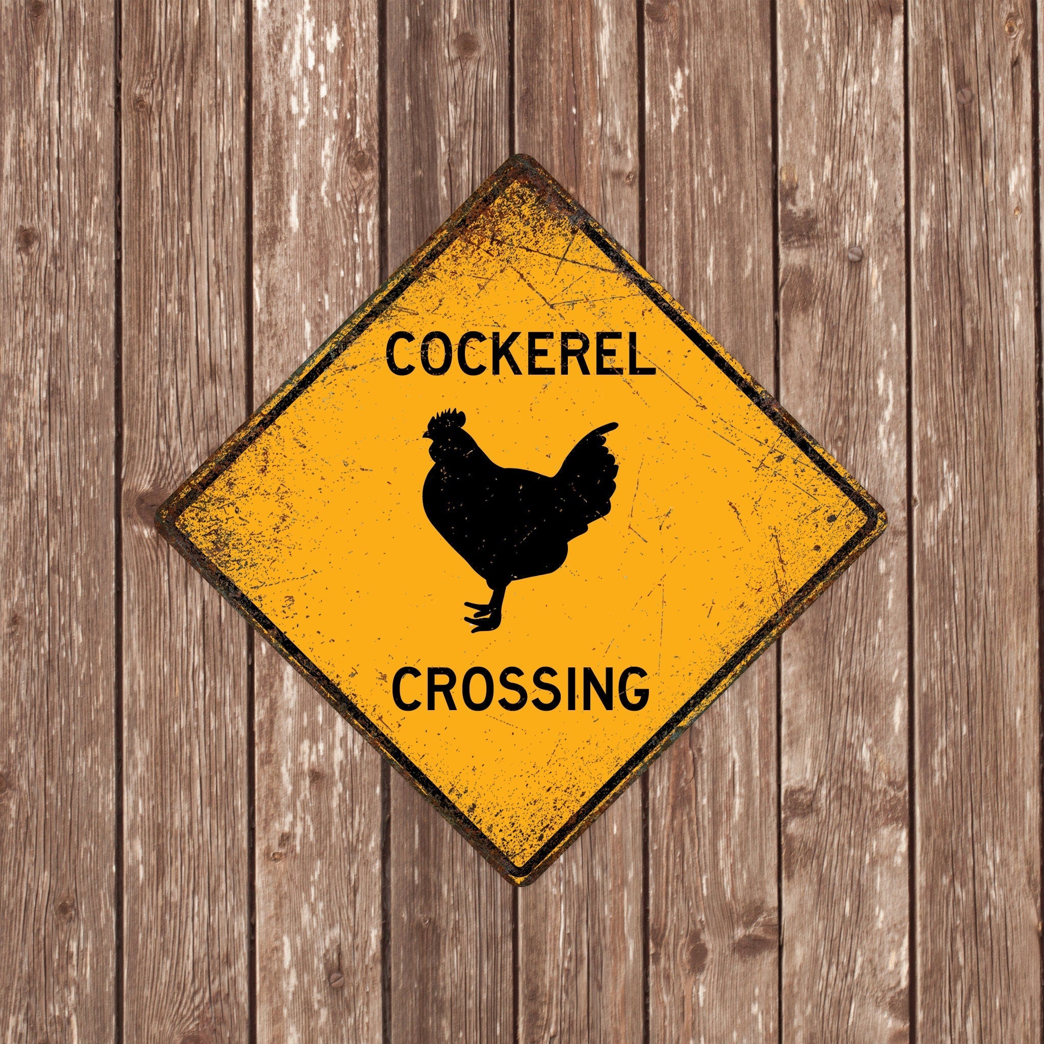 COCKEREL CROSSING SIGN - Cockerel Crossing Signs, Cockerels, Warning Cockerel Crossing, Cockerel Signs, Cockerel Decor, Cockerel Xing