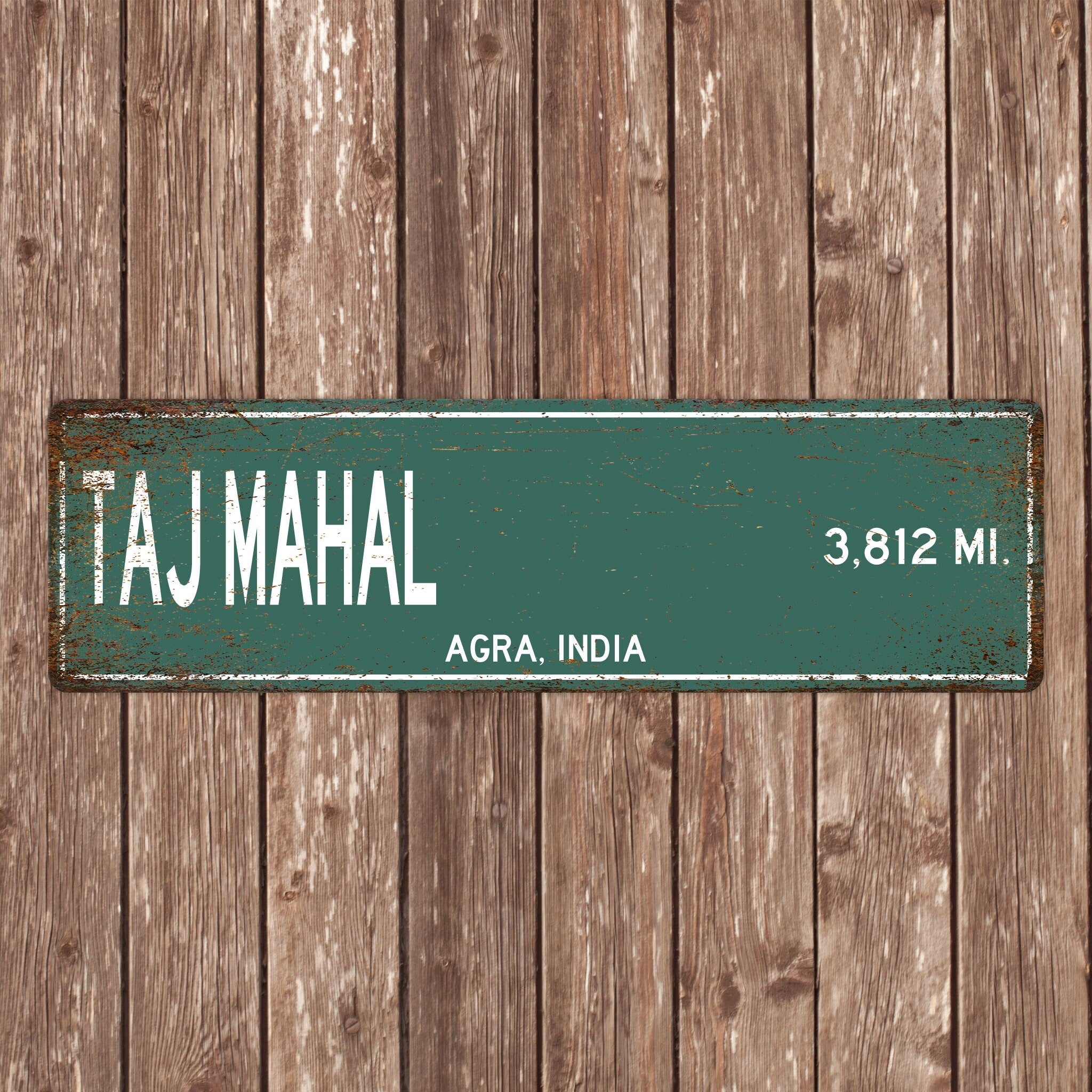 PERSONALIZED TAJ MAHAL Sign, Taj Mahal Distance Sign, India Gift, India Gifts, Taj Mahal Souvenir