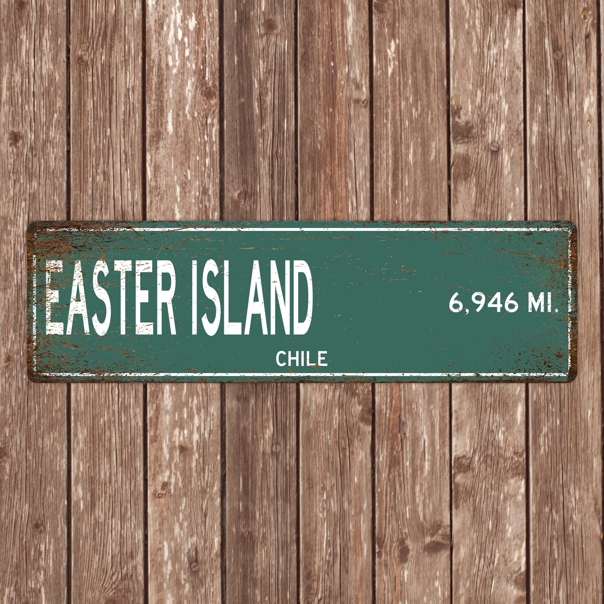 PERSONALIZED EASTER ISLAND Sign, Easter Island Distance Sign, Chile Gift, Easter Island Gifts, Easter Island Souvenir