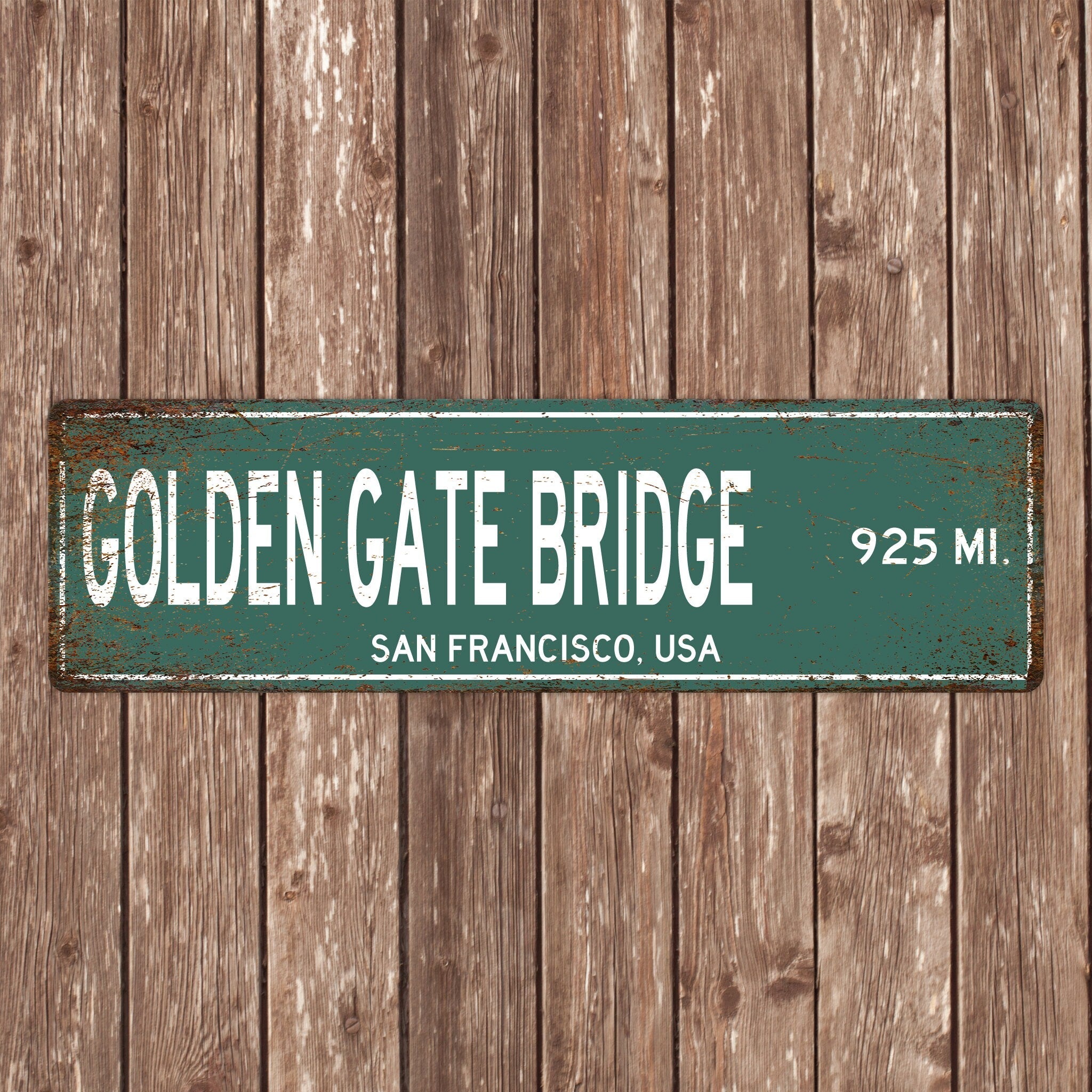 PERSONALIZED GOLDEN GATE Bridge Sign, Golden Gate Bridge Distance Sign, usa Gift, San Francisco Gifts, Golden Gate Bridge Souvenir