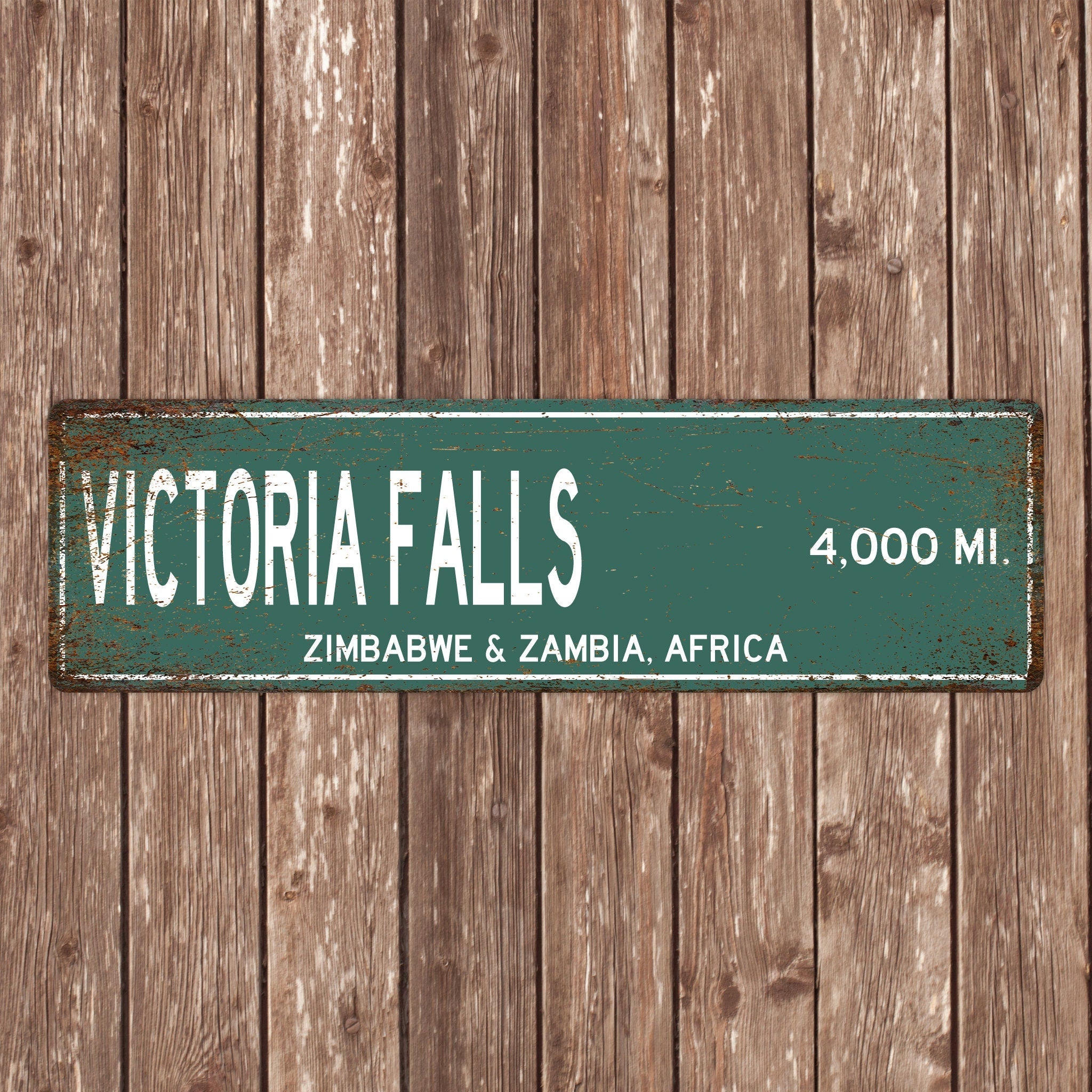 PERSONALIZED VICTORIA FALLS Sign, Victoria Falls Distance Sign, Africa Gift, Zimbabwe and Zambia Gifts, Victoria Falls Souvenir