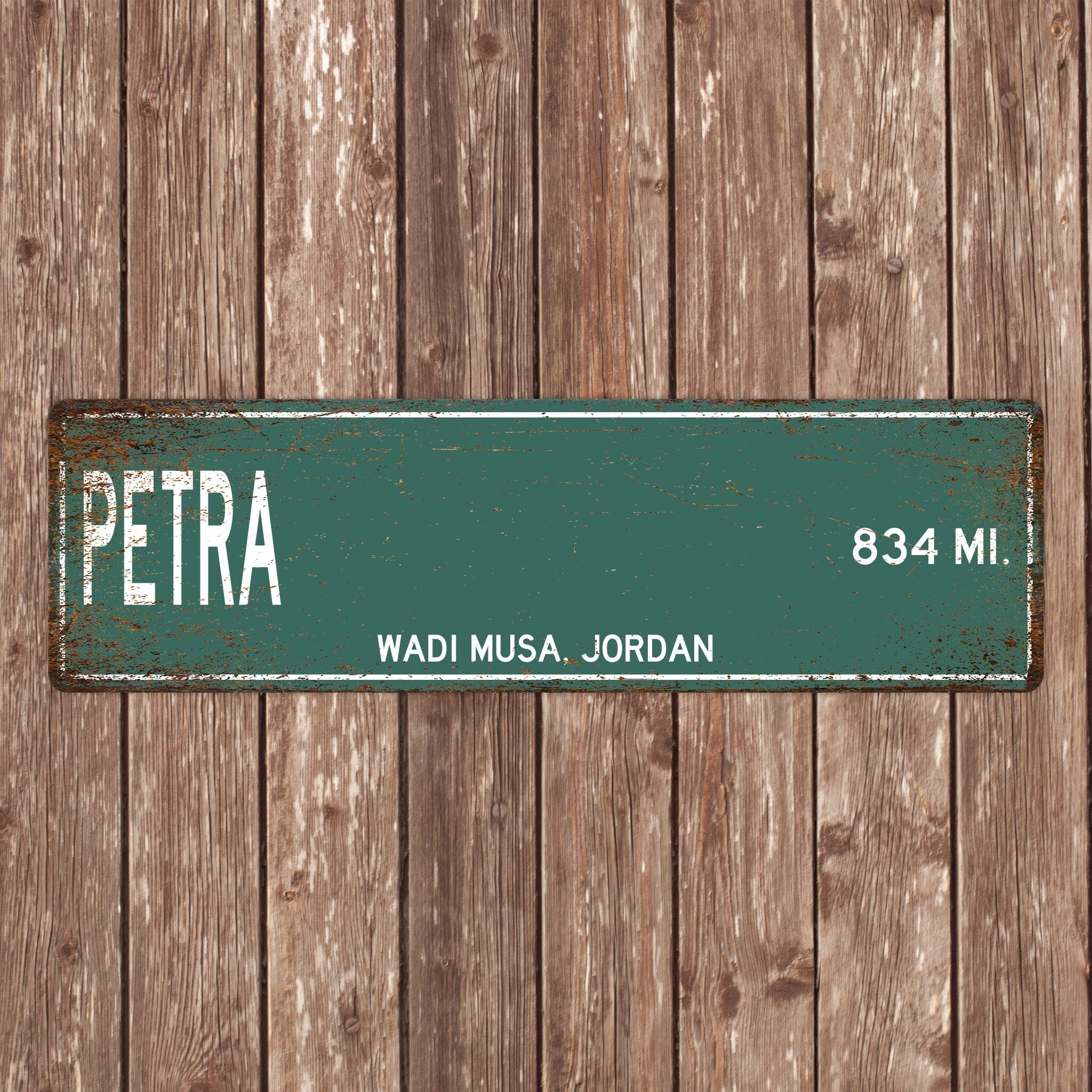 PERSONALIZED PETRA Sign, Petra Distance Sign, Jordan Gift, Wadi Musa Gifts, Petra Souvenir