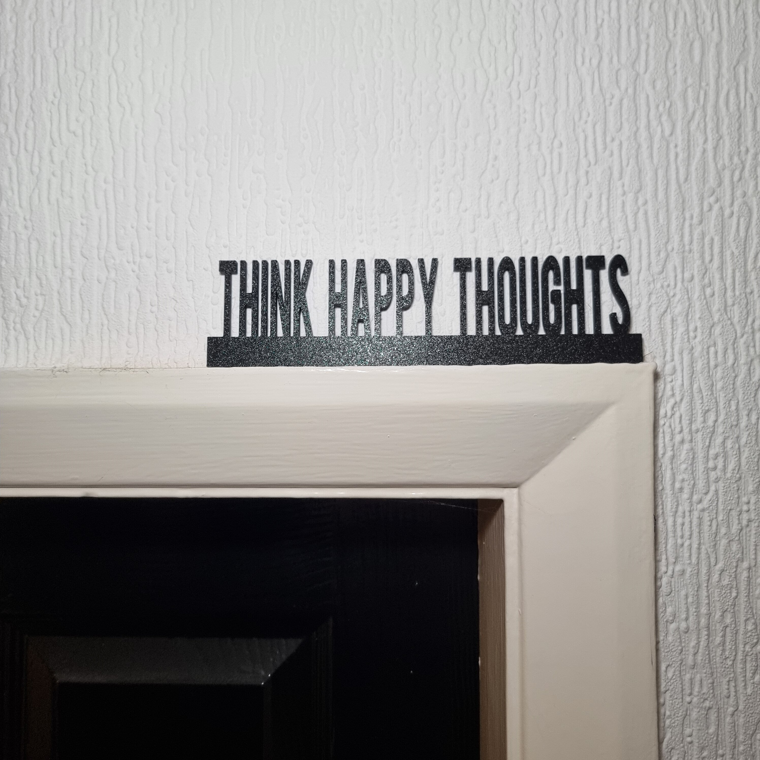 Think Happy Thoughts Door topper, shelf decor, wall decor, quirky home interior decor, quirky gift, door decoration