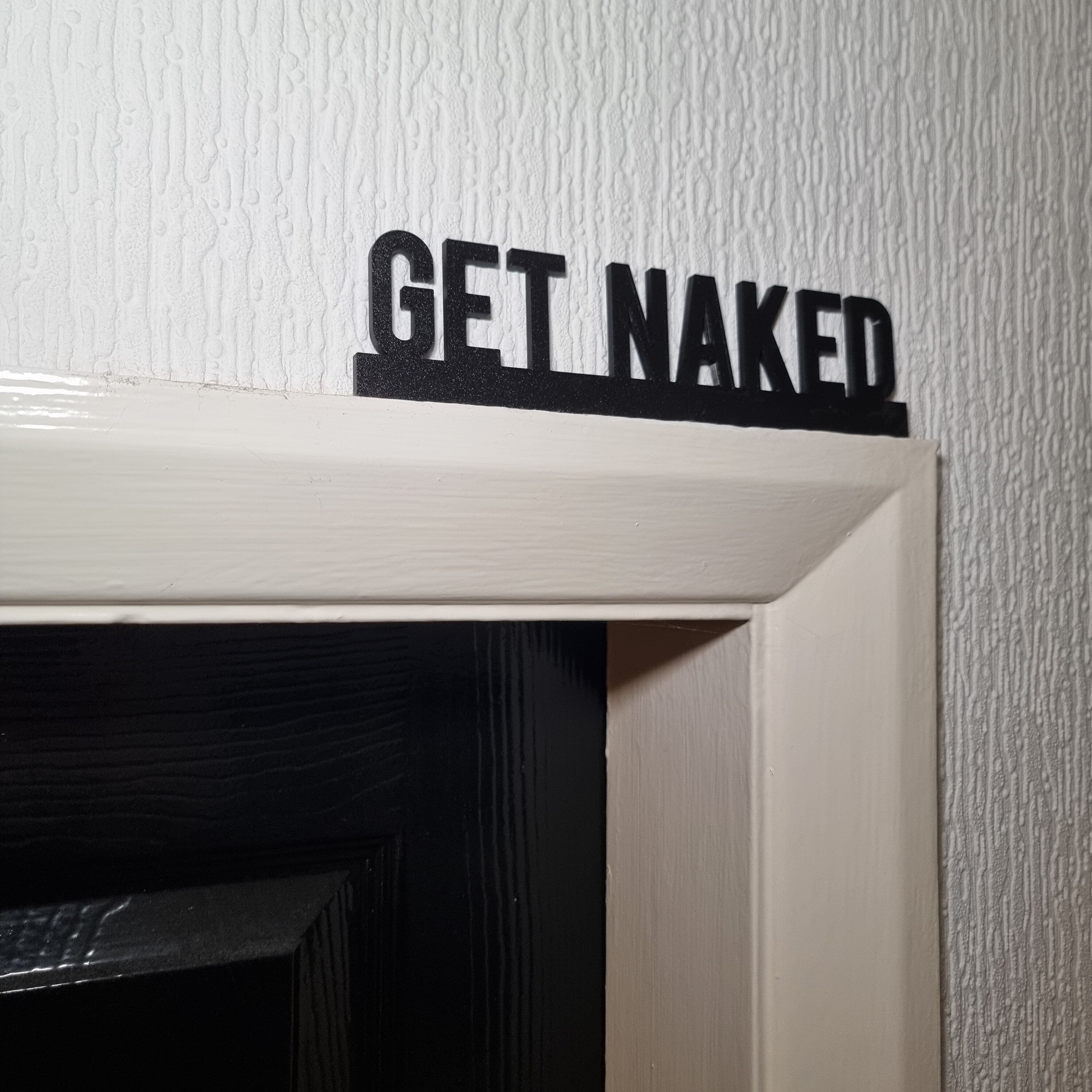 Get Naked Door topper, shelf decor, wall decor, quirky home interior decor, quirky gift, door decoration