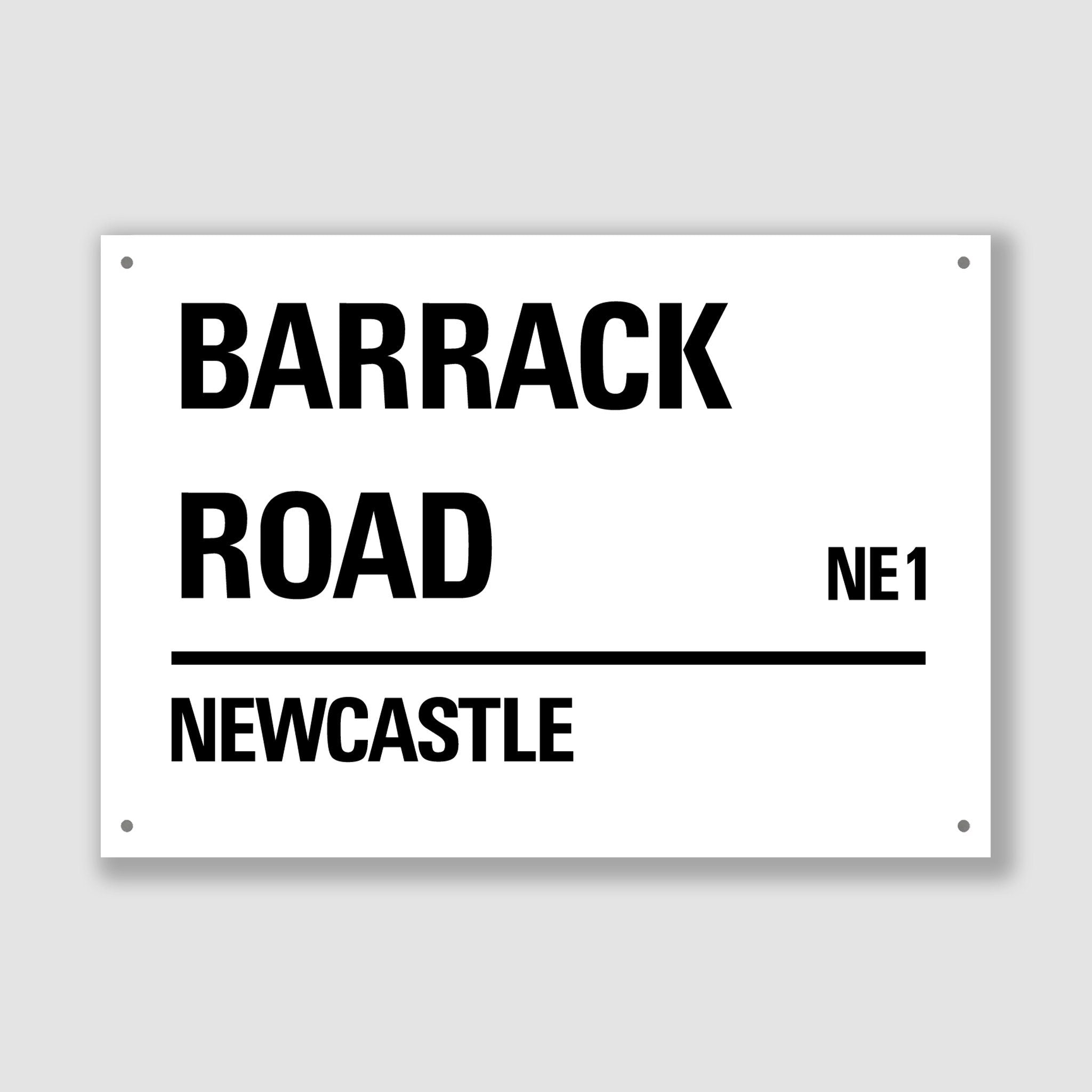 Newcastle - Barrack Road, Street Sign, Newcastle gift, Newcastle Souvenir, Newcastle Keepsake, Newcastle Barrack Road