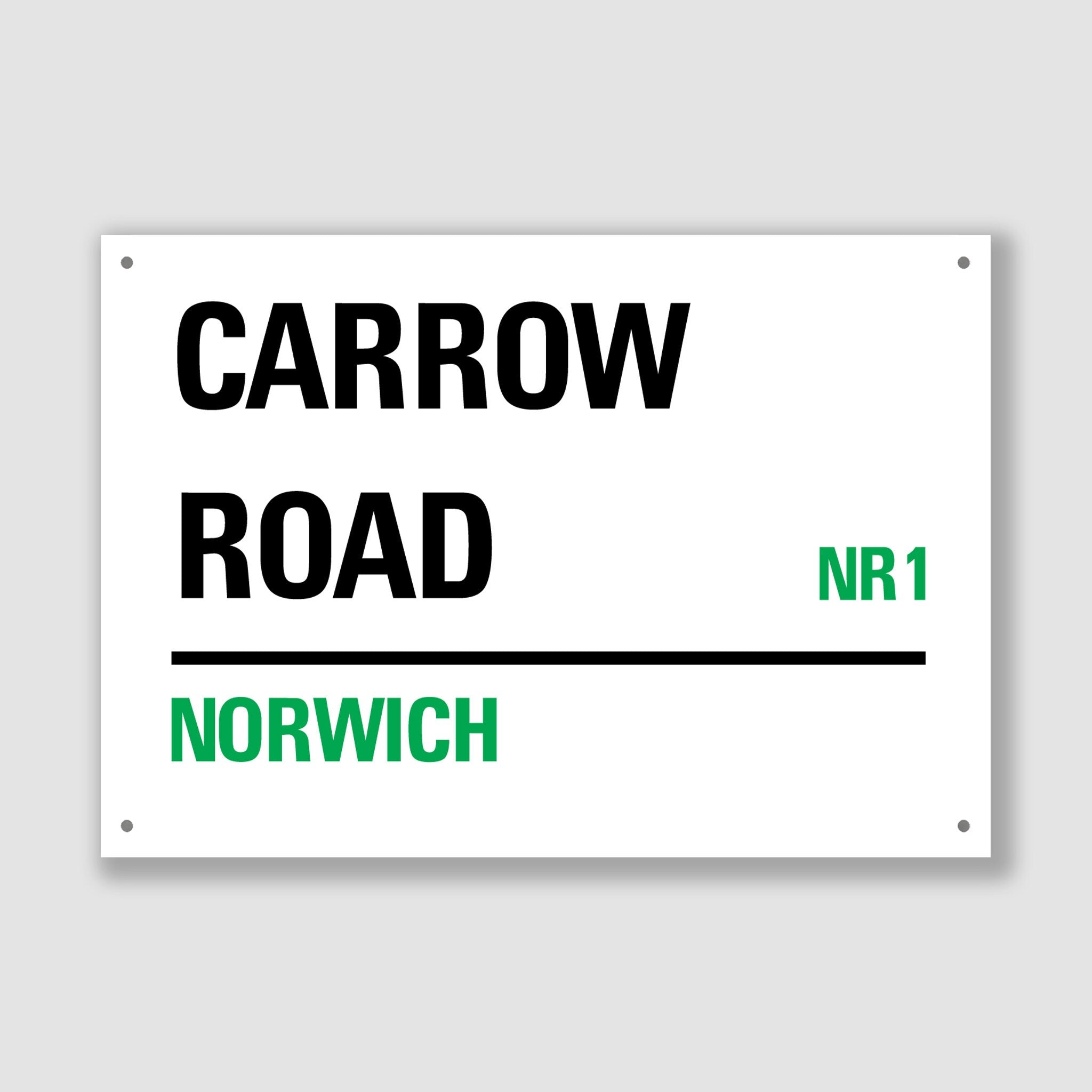 Norwich - Carrow Road, Street Sign, Norwich gift, Norwich Souvenir, Norwich Keepsake, Norwich Carrow Road