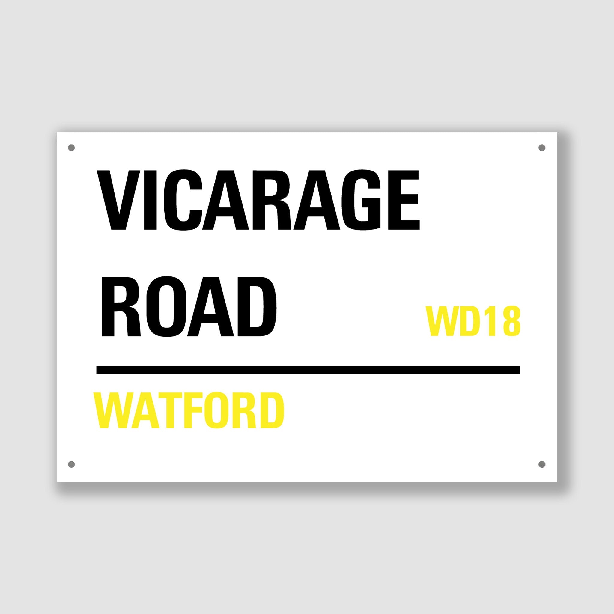 Watford - Vicarage Road, Street Sign, Watford gift, Watford Souvenir, Watford Keepsake, Watford Vicarage Road