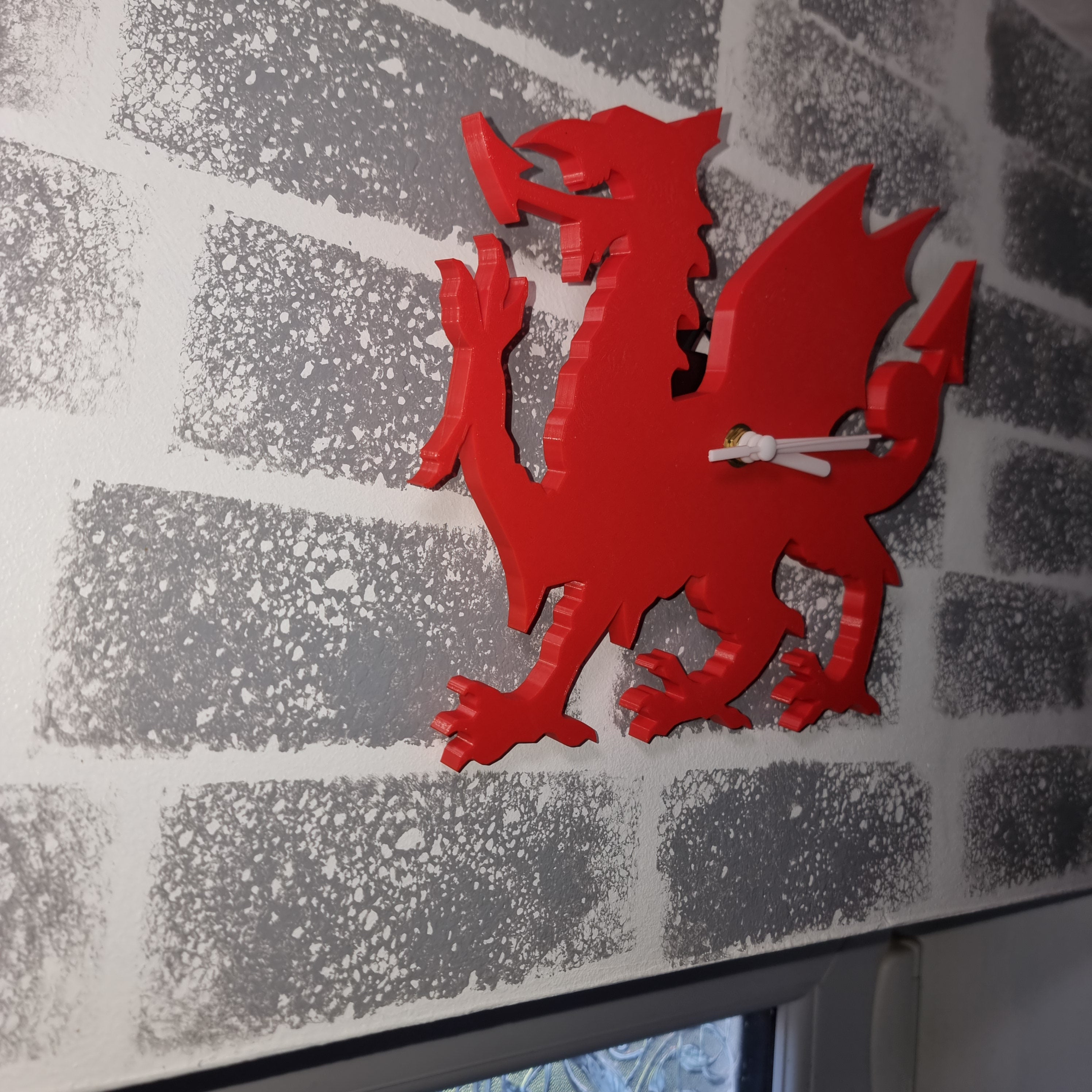 Welsh Dragon 3D Printed Clock, Wales Souvenir, Wall Decor Clock, Wales Gifts, Welsh Pride Clock