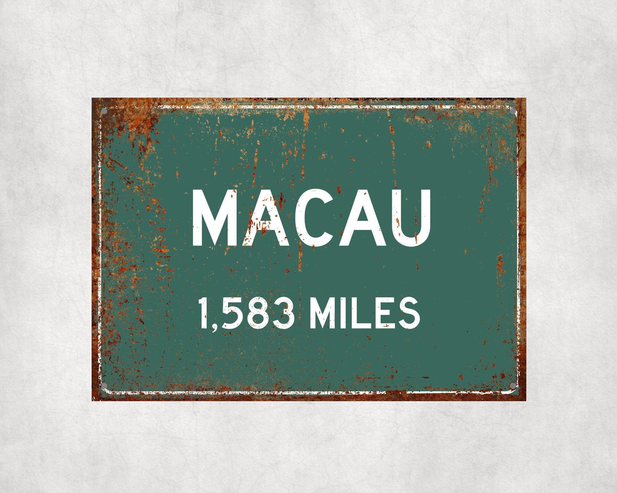 PERSONALIZED MACAU Sign, Macau City Distance Sign, City of Macau Gift, Macau Gifts, Macau Souvenir, Macau Signs