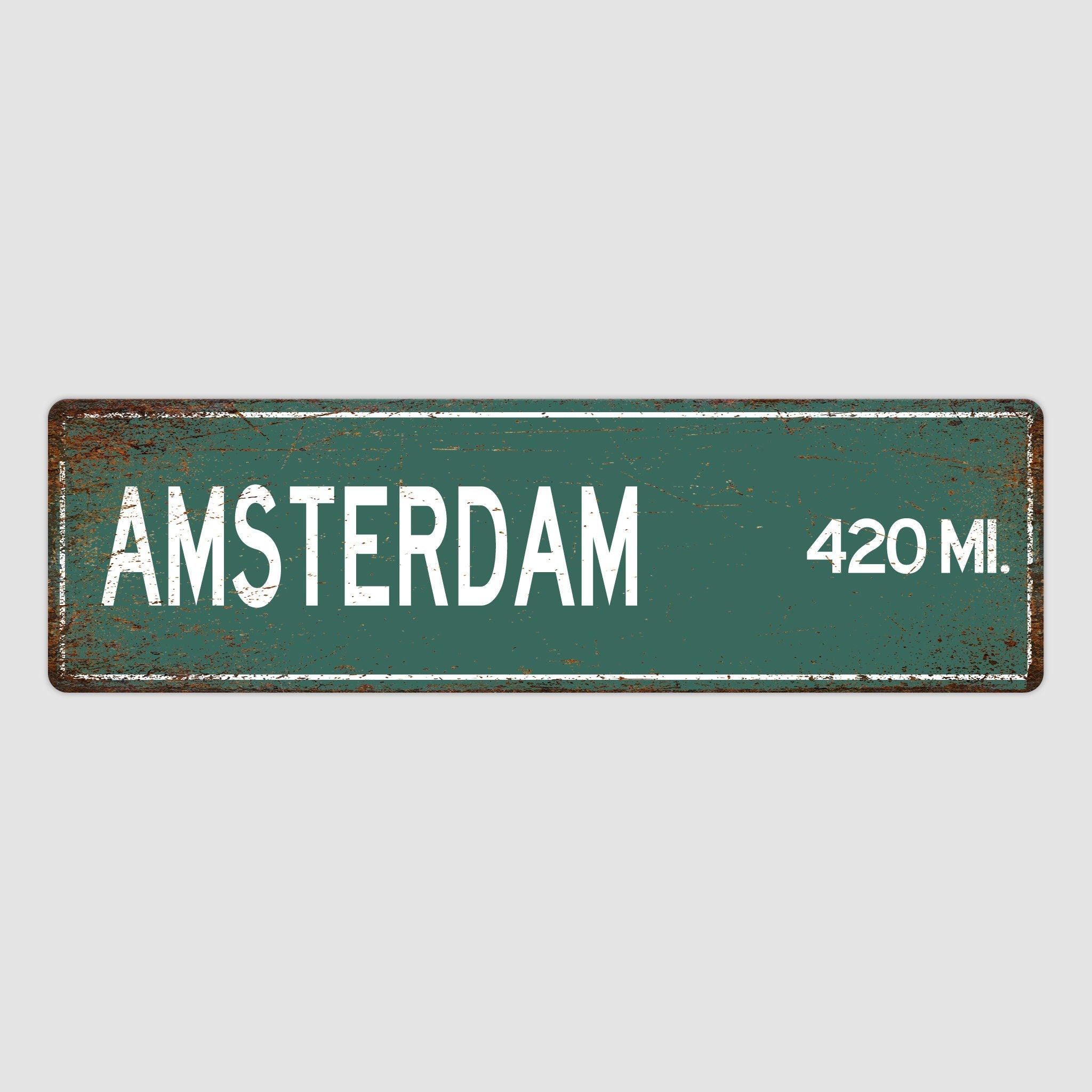 PERSONALIZED AMSTERDAM Sign, Amsterdam City Distance Sign, City of Amsterdam Gift, Amsterdam Gifts, Amsterdam Souvenir, Amsterdam Sign