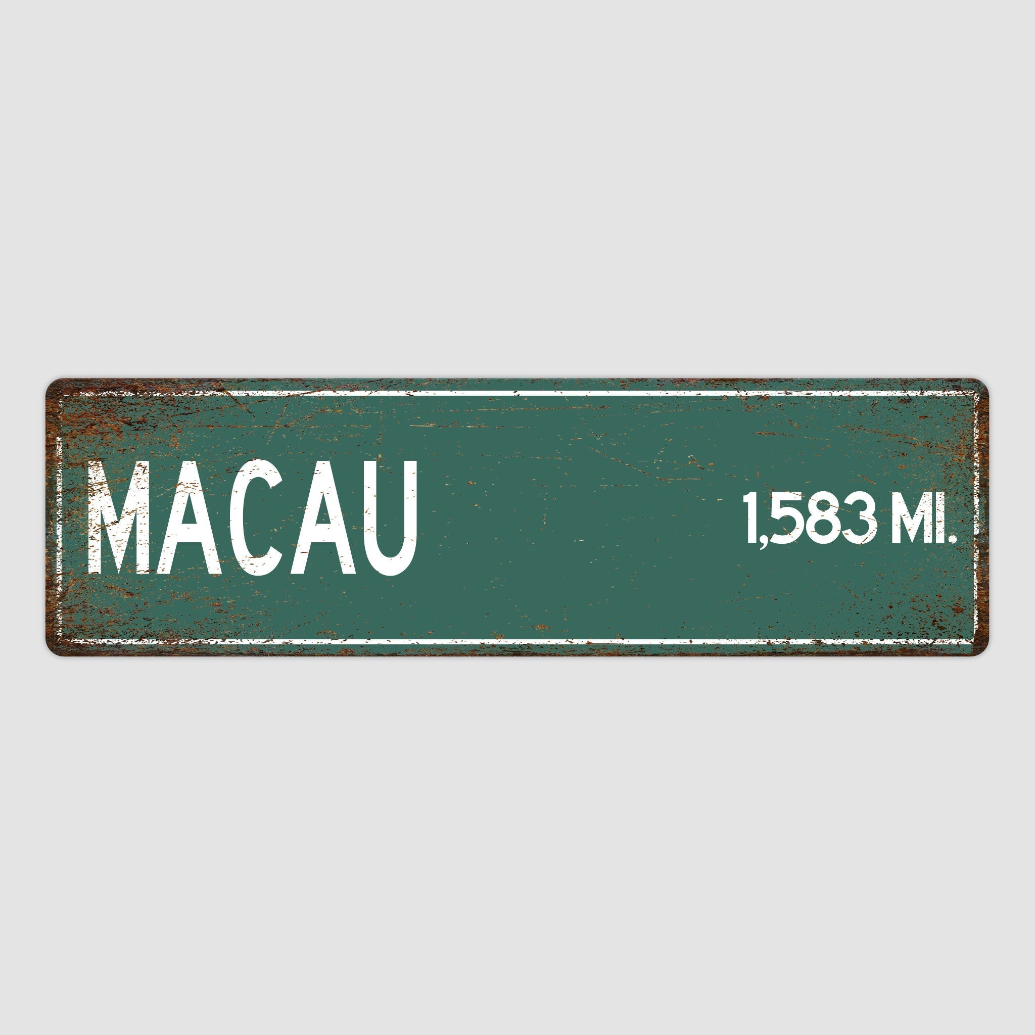 PERSONALIZED MACAU Sign, Macau City Distance Sign, City of Macau Gift, Macau Gifts, Macau Souvenir, Macau Sign