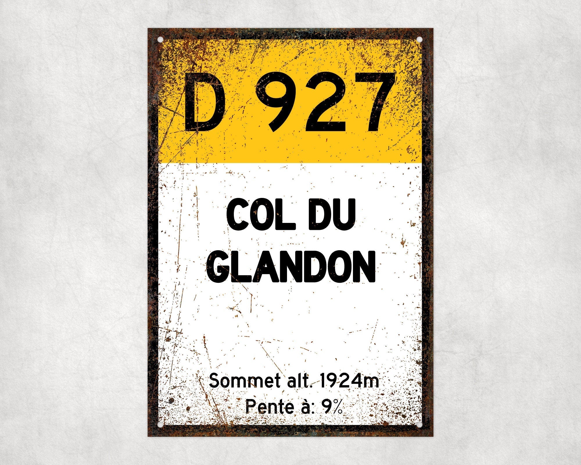 Col Du Glandon D927 - Vintage Style Tour de France Cycling Sign - Gift for Cyclist, cycling sign, metal sign, biking sign,