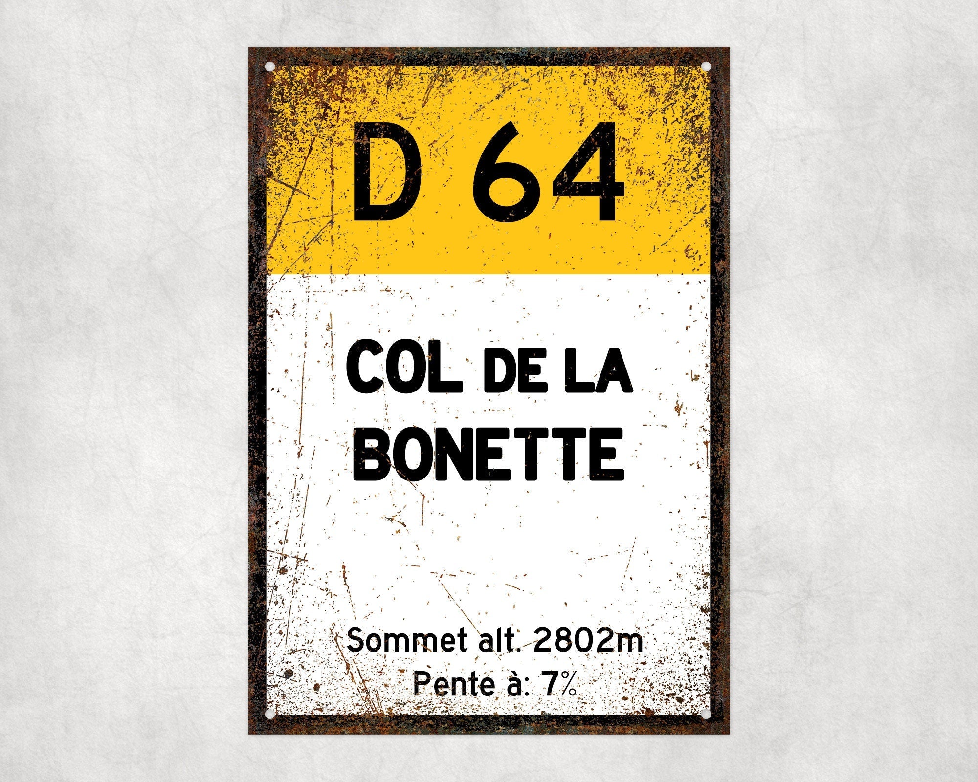 Col De La Bonette D64 - Vintage Style Tour de France Cycling Sign - Gift for Cyclist, cycling sign, metal sign, biking sign,