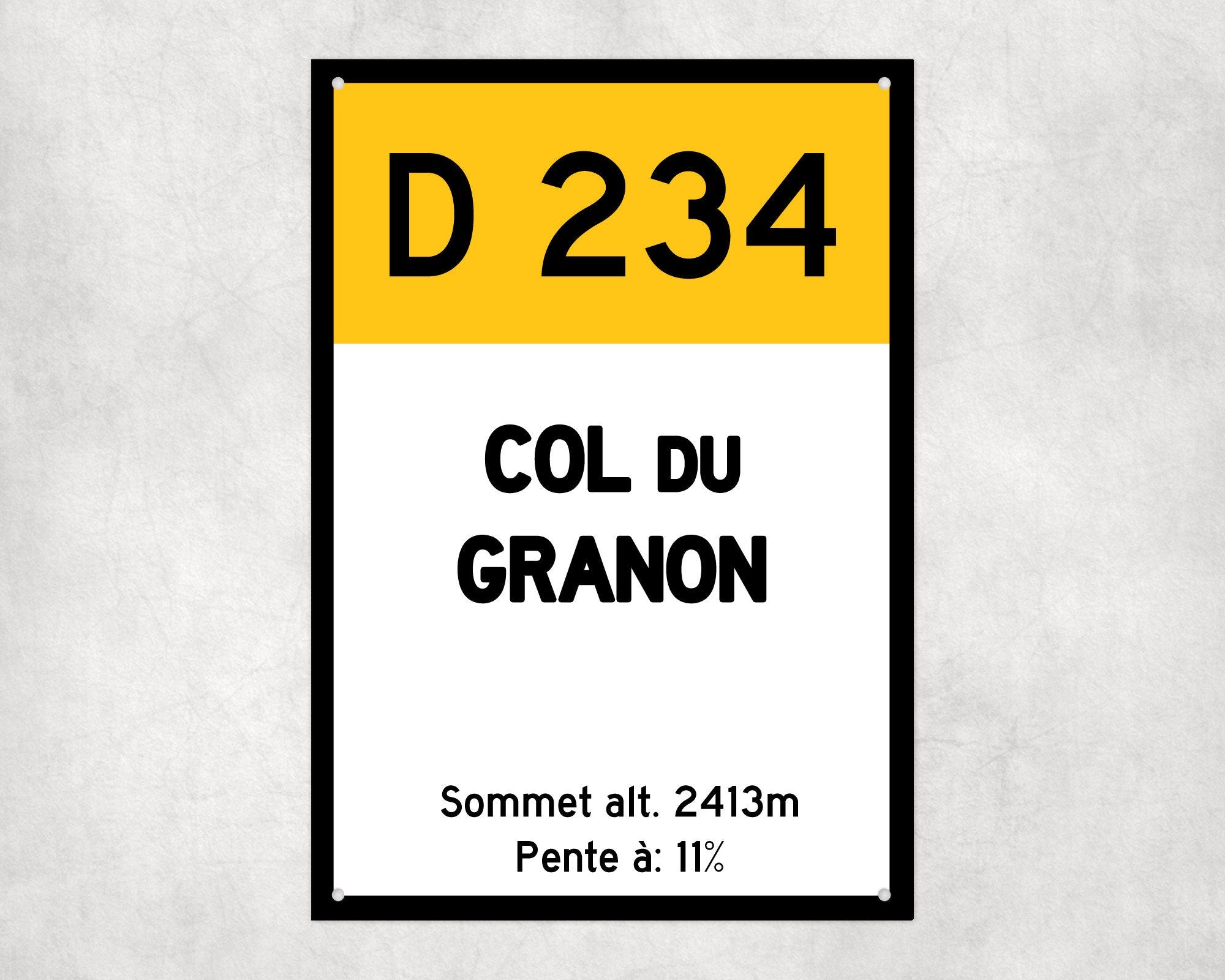 Col Du Granon D234 - Vintage Style Tour de France Cycling Sign - Gift for Cyclist, cycling sign, metal sign, biking sign,