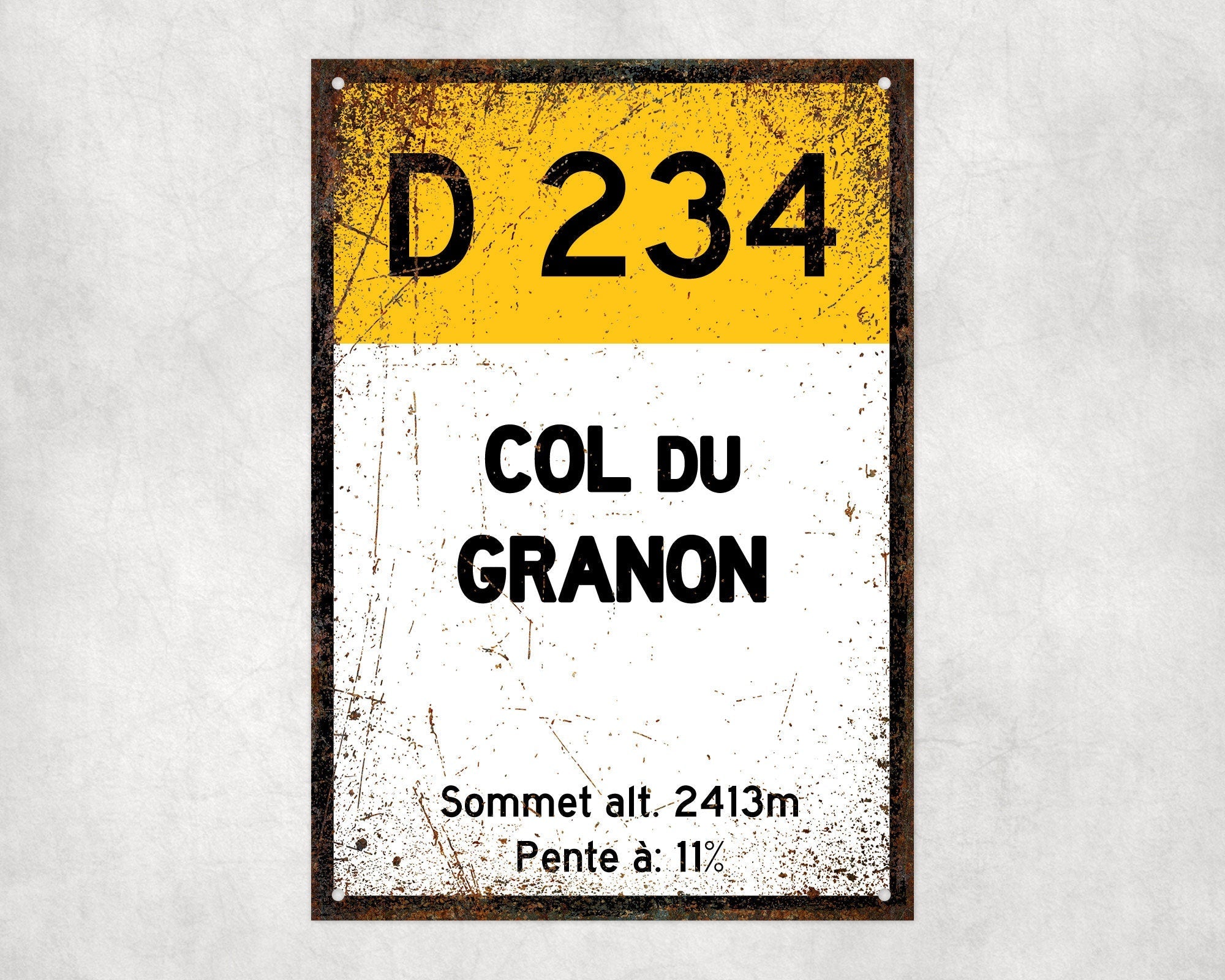 Col Du Granon D234 - Vintage Style Tour de France Cycling Sign - Gift for Cyclist, cycling sign, metal sign, biking sign,