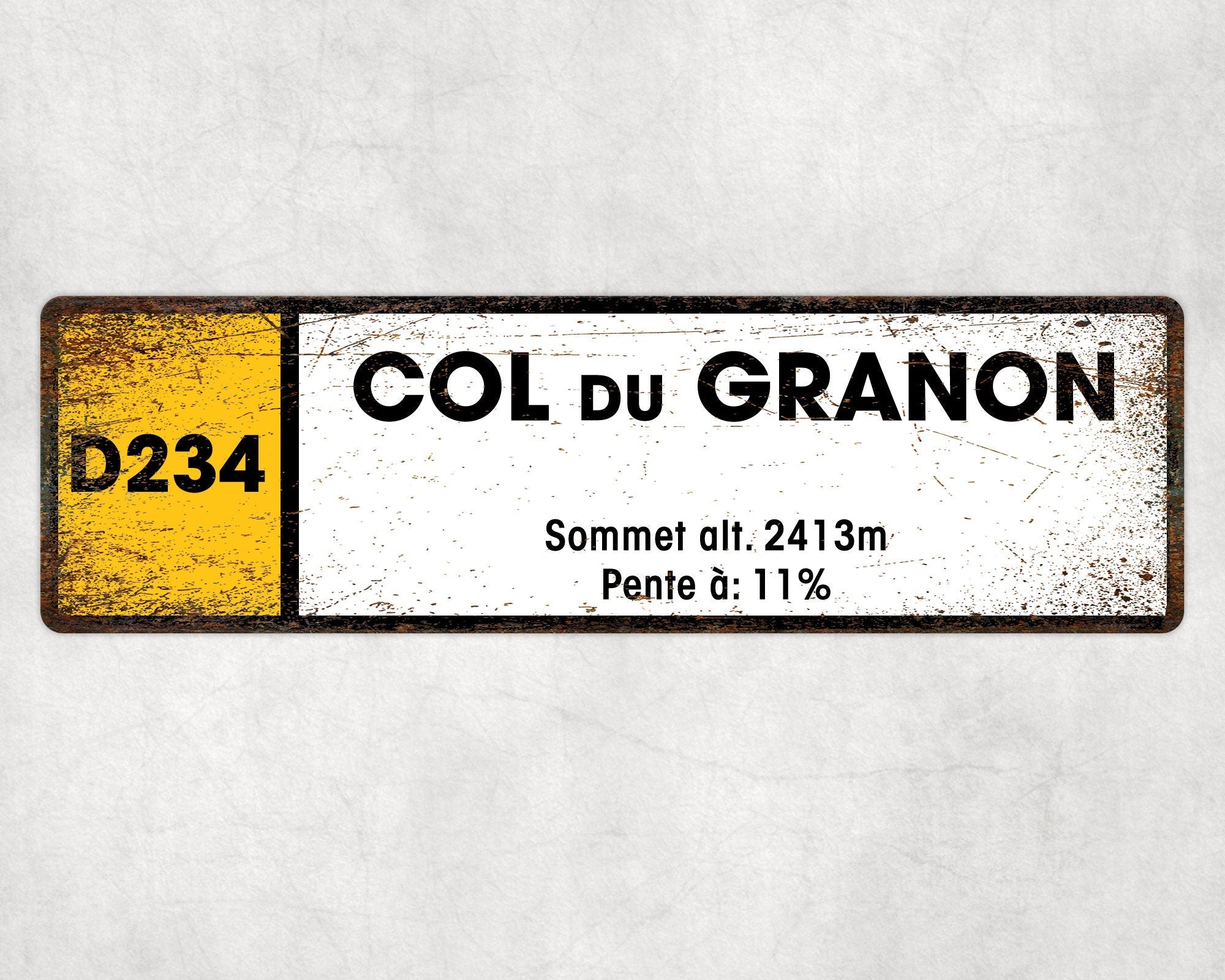 Col Du Granon D234 - Vintage Style Tour de France Cycling Sign - Gift for Cyclist, cycling sign, metal sign, biking sign,