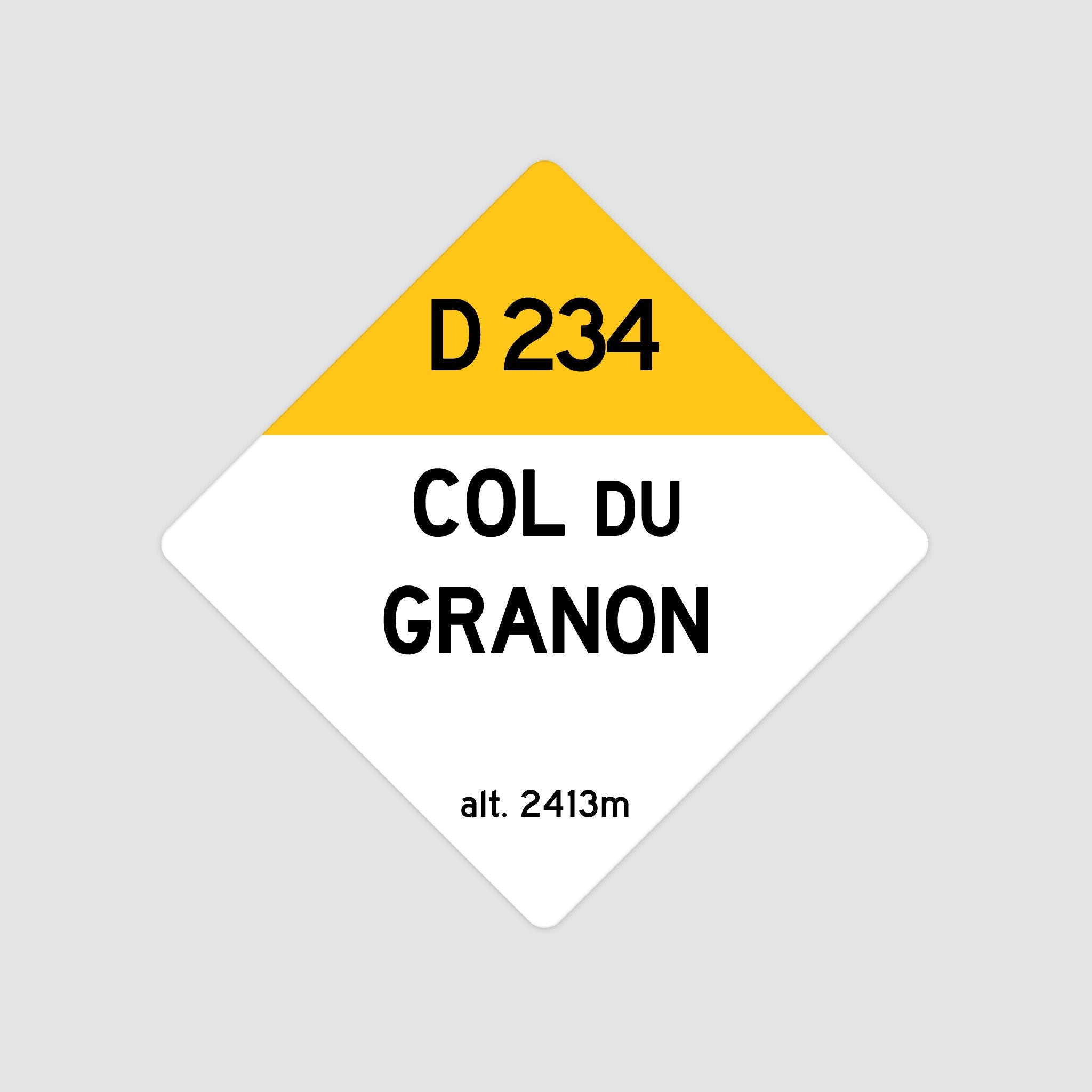 Col Du Granon D234 - Vintage Style Tour de France Cycling Diamond Sign - Gift for Cyclist, cycling sign, metal sign, biking sign,