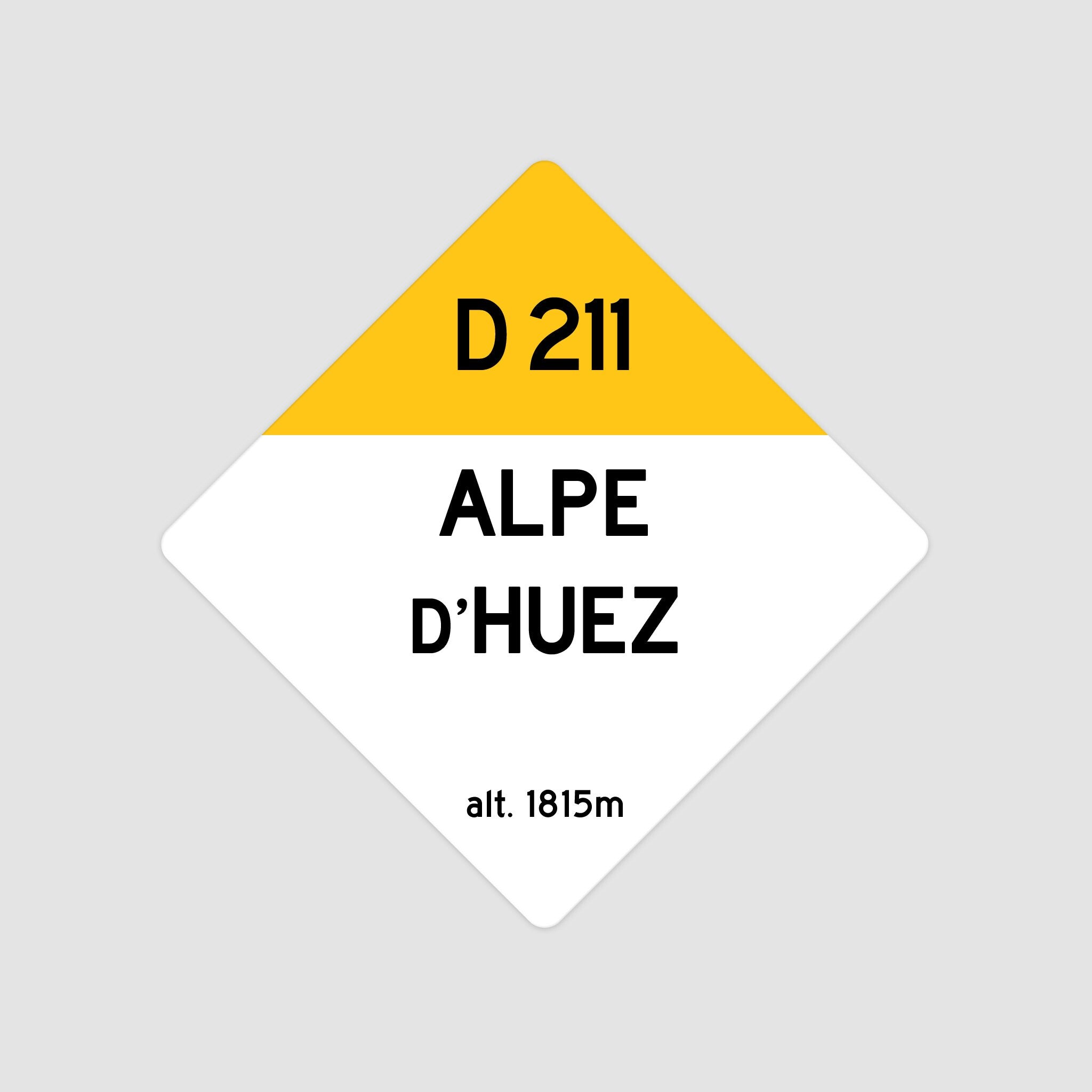 Alpe D'Huez D211 - Vintage Style Tour de France Cycling Diamond Sign - Gift for Cyclist, cycling sign, metal sign, biking sign,