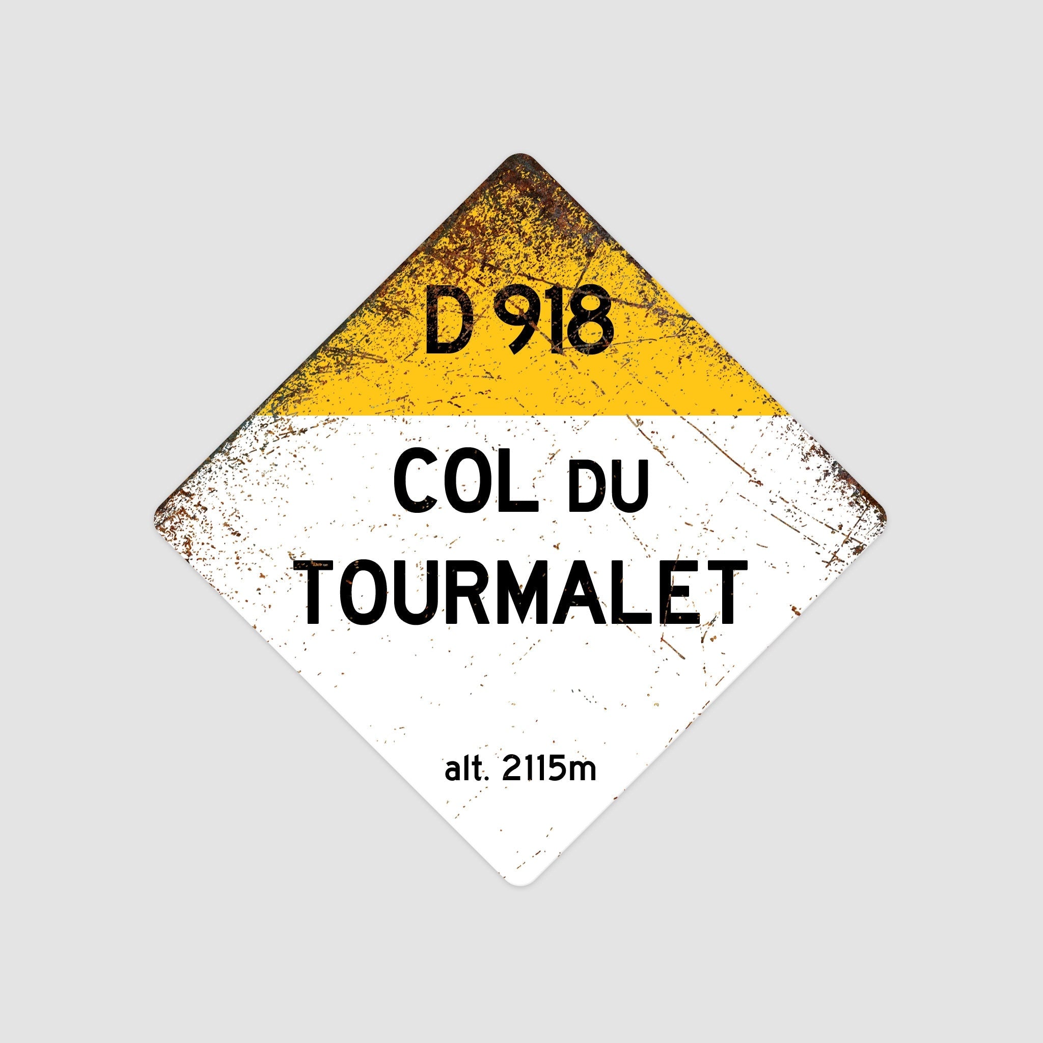 Col Du Tourmalet D918 - Vintage Style Tour de France Cycling Diamond Sign - Gift for Cyclist, cycling sign, metal sign, biking sign,