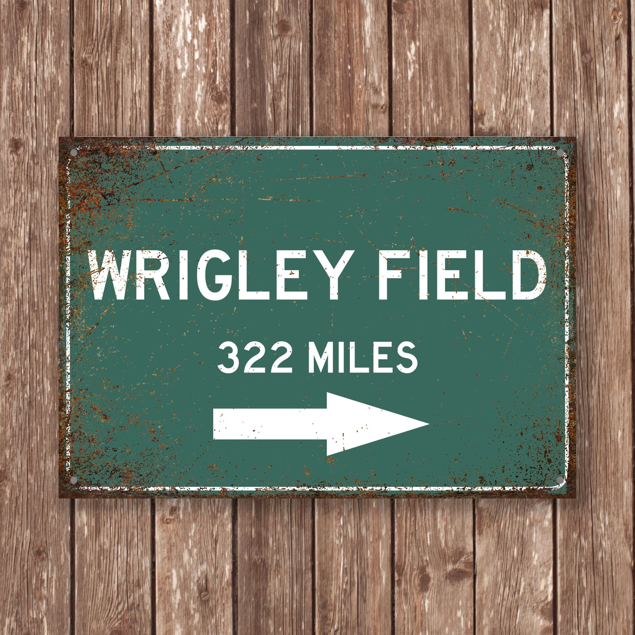 PERSONALIZED WRIGLEY FIELD Distance Sign, Wrigley Field Stadium, Wrigley Field Miles, Chicago Sign, Chicago gift, Chicago Souvenir